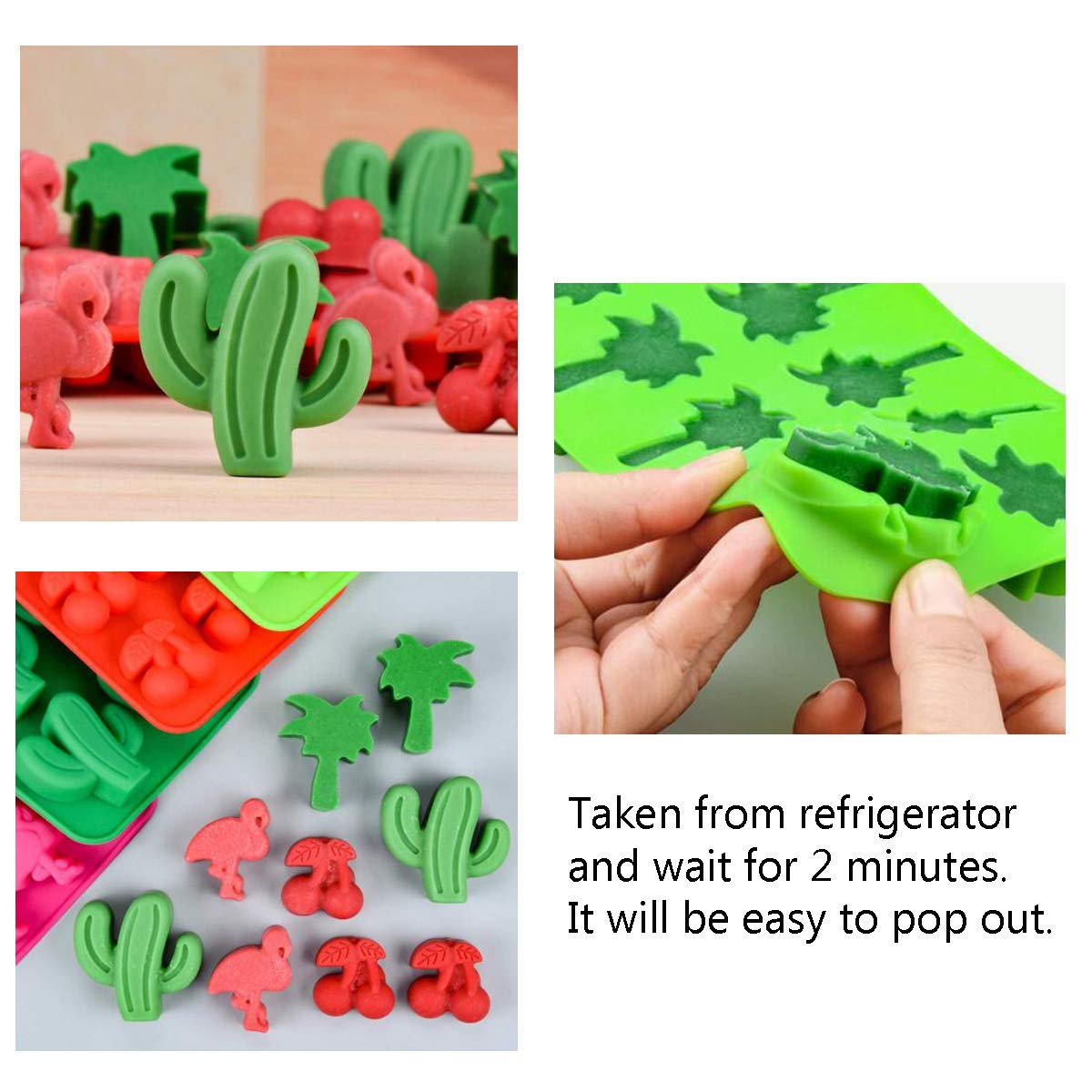 Krlifcsl Candy Molds Ice Cube Trays Chocolate Molds, Silicone Molds Including Cactus, Flamingo, Coconut Tree & Pineapple For Mak