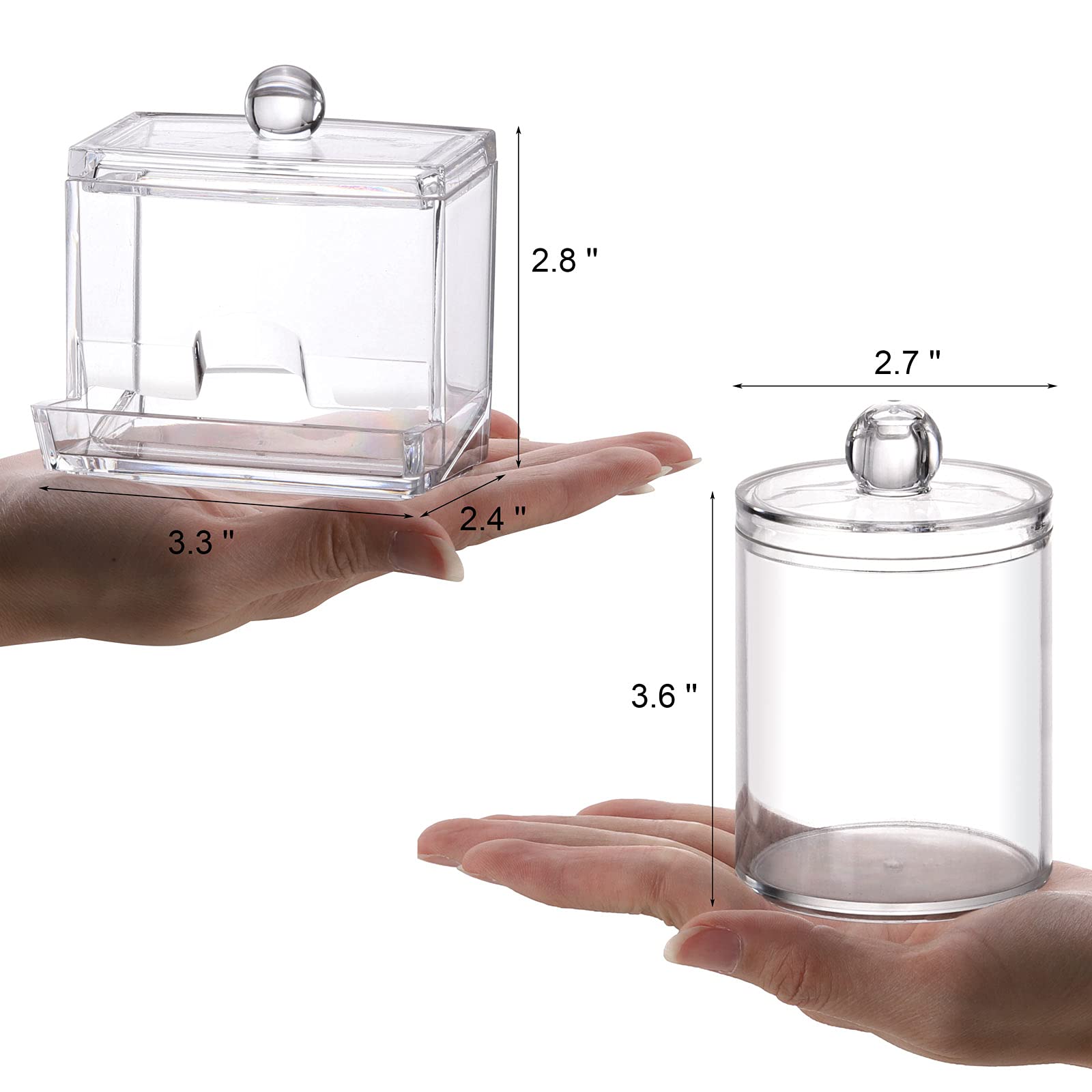 Tbestmax Plastic Lids Qtips Holder Bathroom Container  10 OZ 7 OZ Cotton Ball/Swabs Dispenser  Apothecary Jar Organizer for Storage 2 Pcs