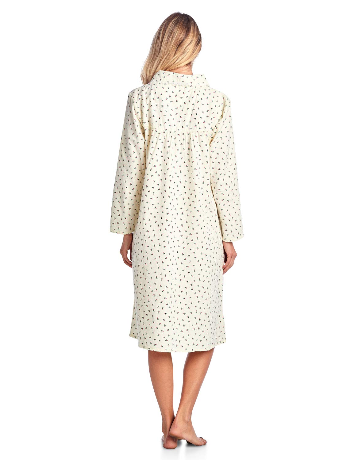 casual Nights Womens Flannel Floral Long Sleeve Nightgown - Yellow Pink - Large
