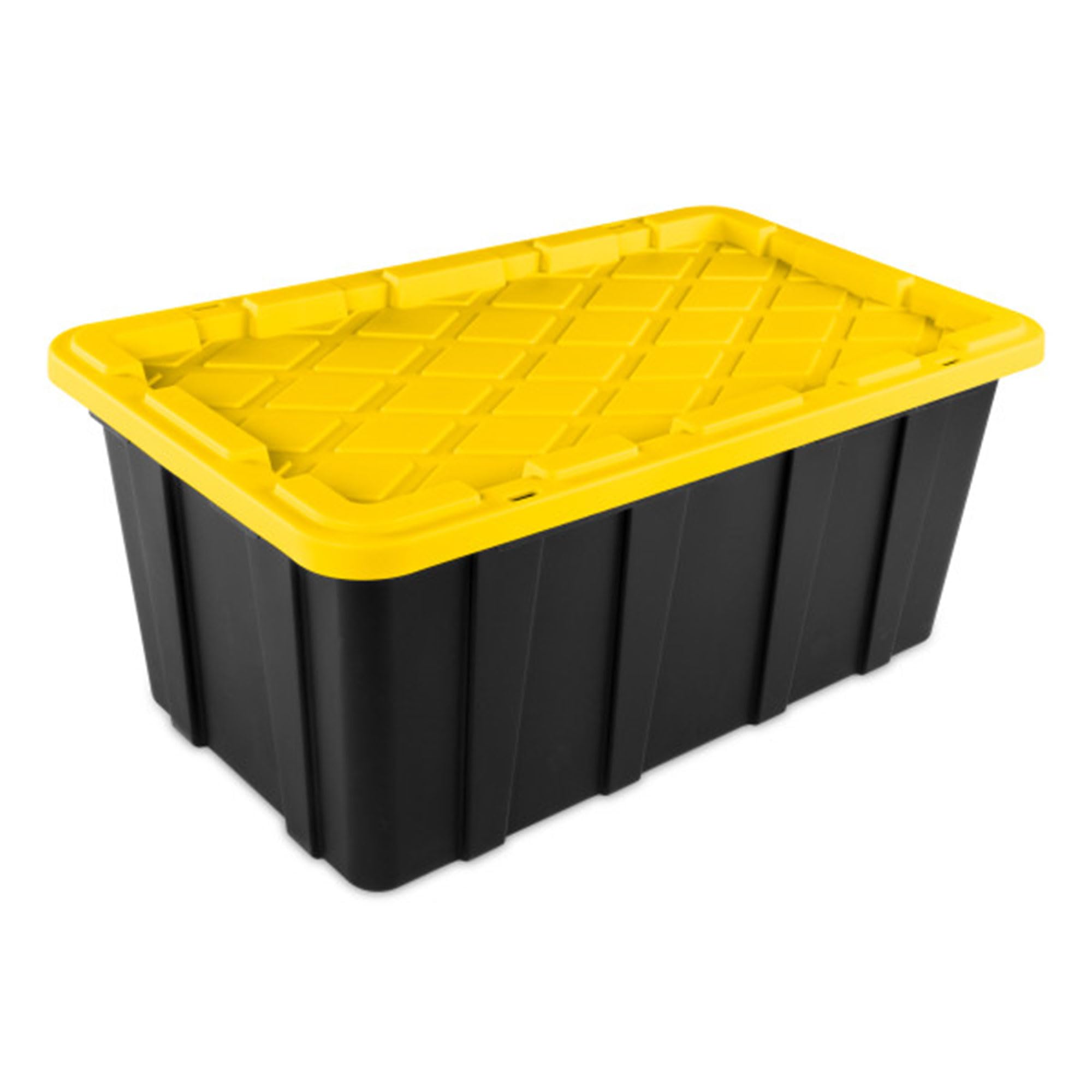 Sterilite 16-Pack Stackable Storage Bins, Heavy Duty Totes W/ Lids, 38 Gallon, Black/Yellow