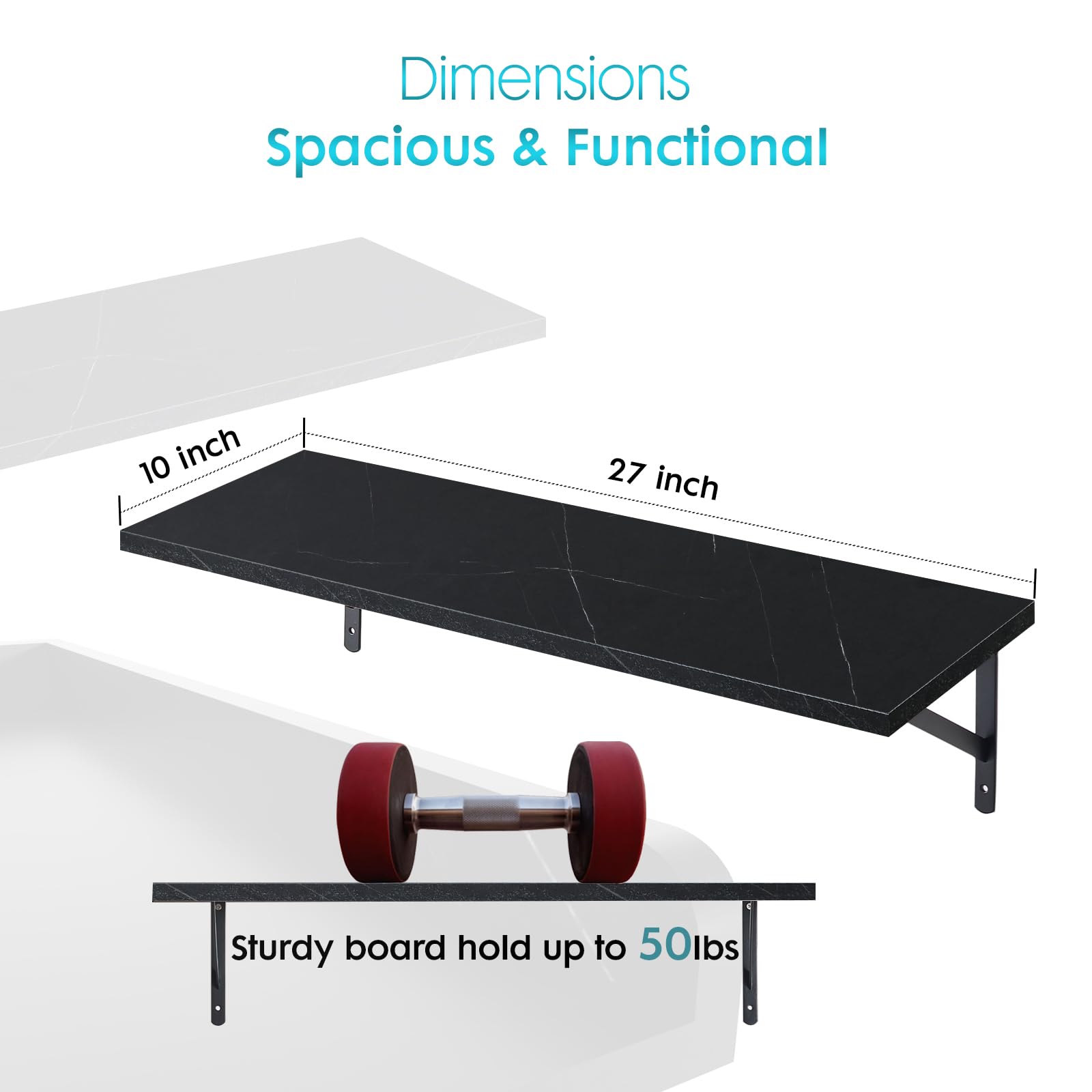 Kaboon Washer Dryer Countertop And Shelves Set, Melamine Countertop With Edge Rails - 27.5'' Depth X 54'' Width Laundry Room Org