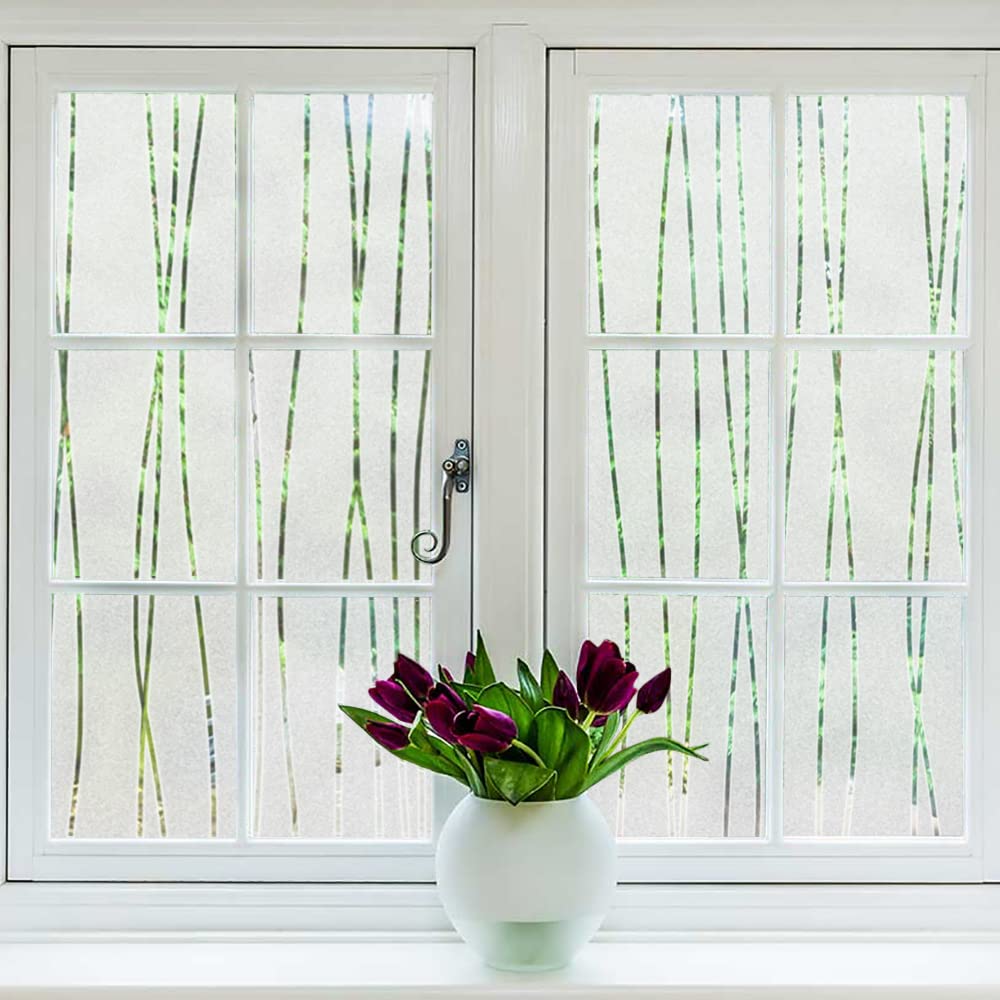 NINETREX Window Privacy Film Frosted Glass Window Film Sticker Decorative Coverings Non-Adhesive Heat Anti-UV for Home Office Li