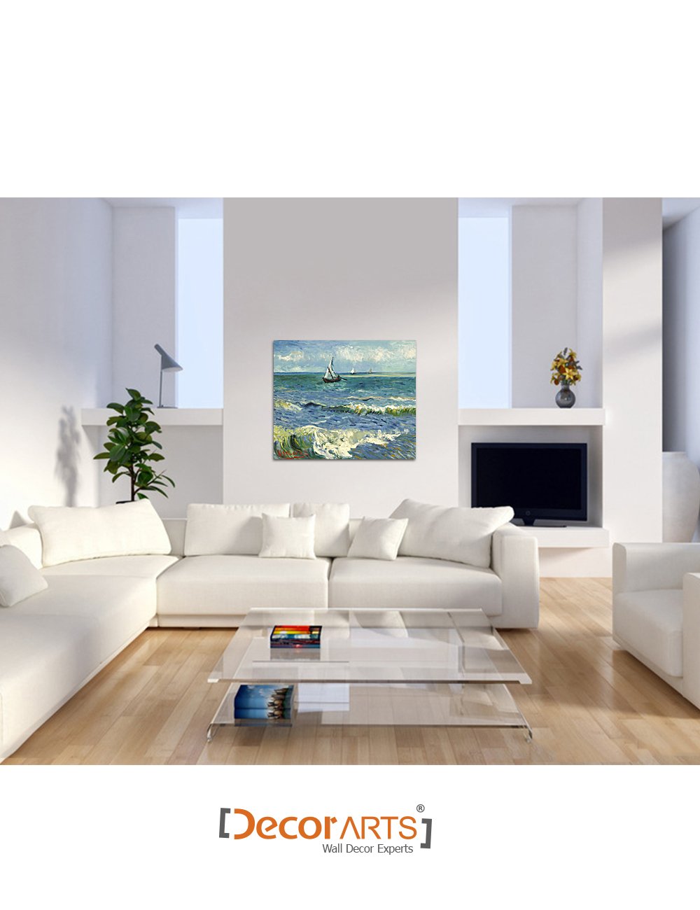 Decorarts - The Sea At Les Saintes-Maries-De-La-Mer By Vincent Van Gogh. Oil Painting Reproduction. Giclee Print On Canvas. Read