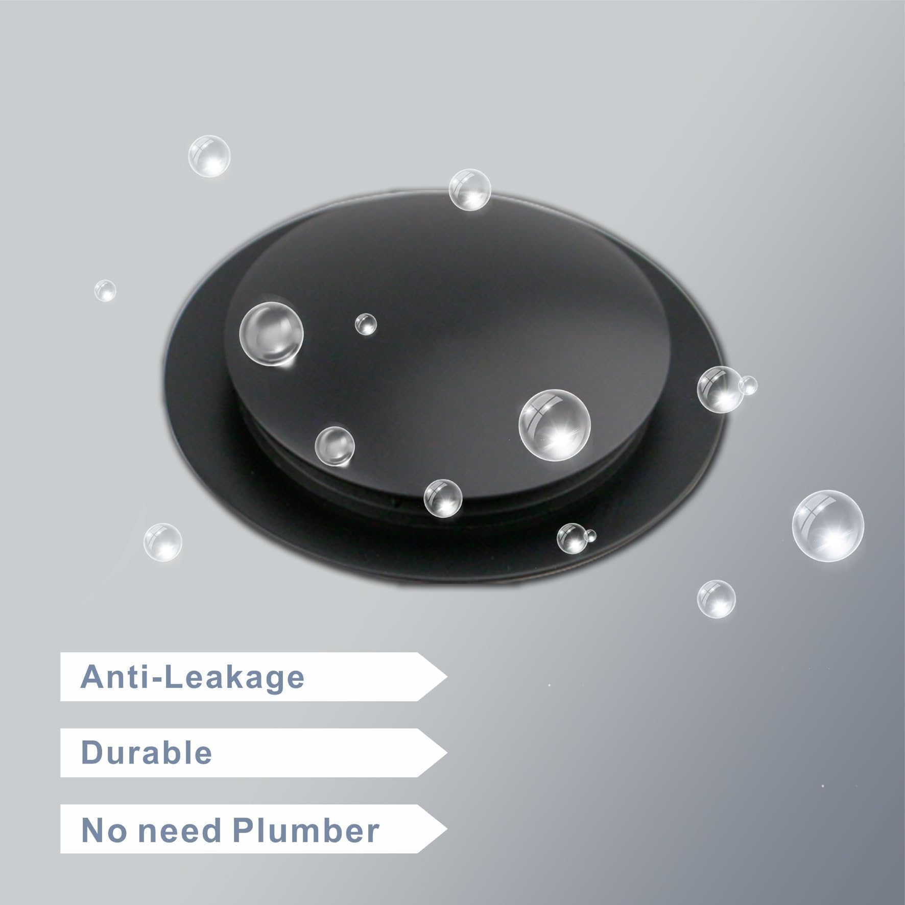 Matte Black Tub Drain Stopper, Hidrop Pop Up Universal Tub Dain Tip Toe Bathtub Drain Stopper,Conversion Kit Assembly, Replaces