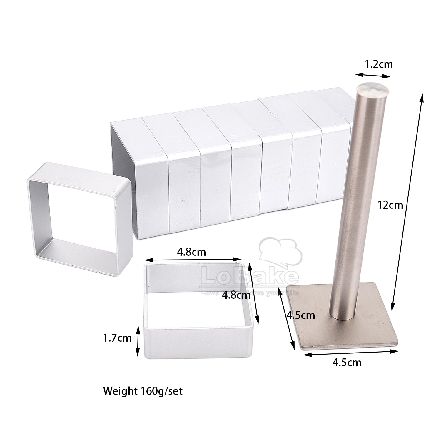 10Pcs Square Shape Small Aluminium Pineapple Cookie Biscuit Cake Molds With Stainless Steel Press Stamp Diy Bakery Tools