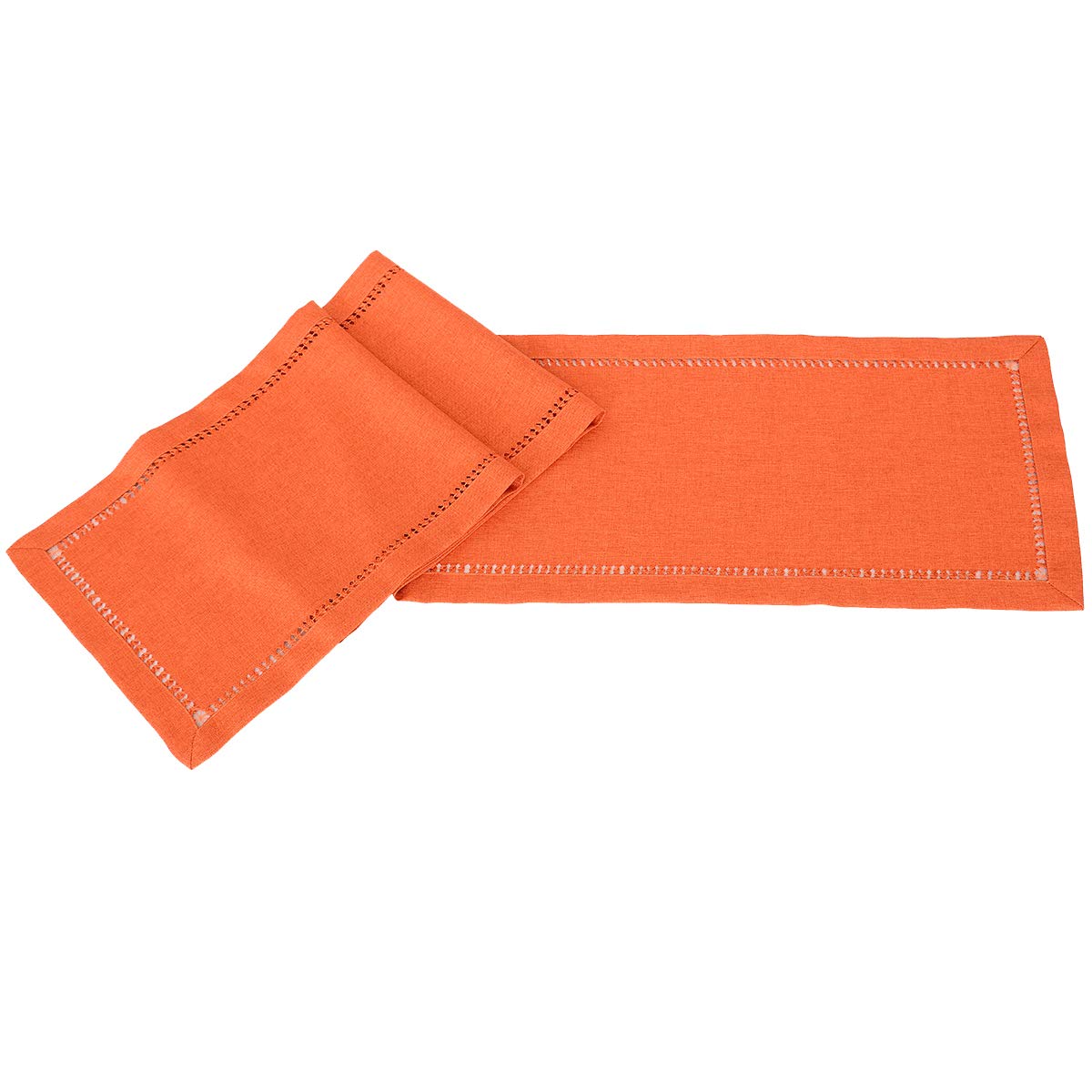 Grelucgo Handmade Hemstitch Orange Thanksgiving Table Runner, Fall Autumn Decorations(14 X 90 Inch)