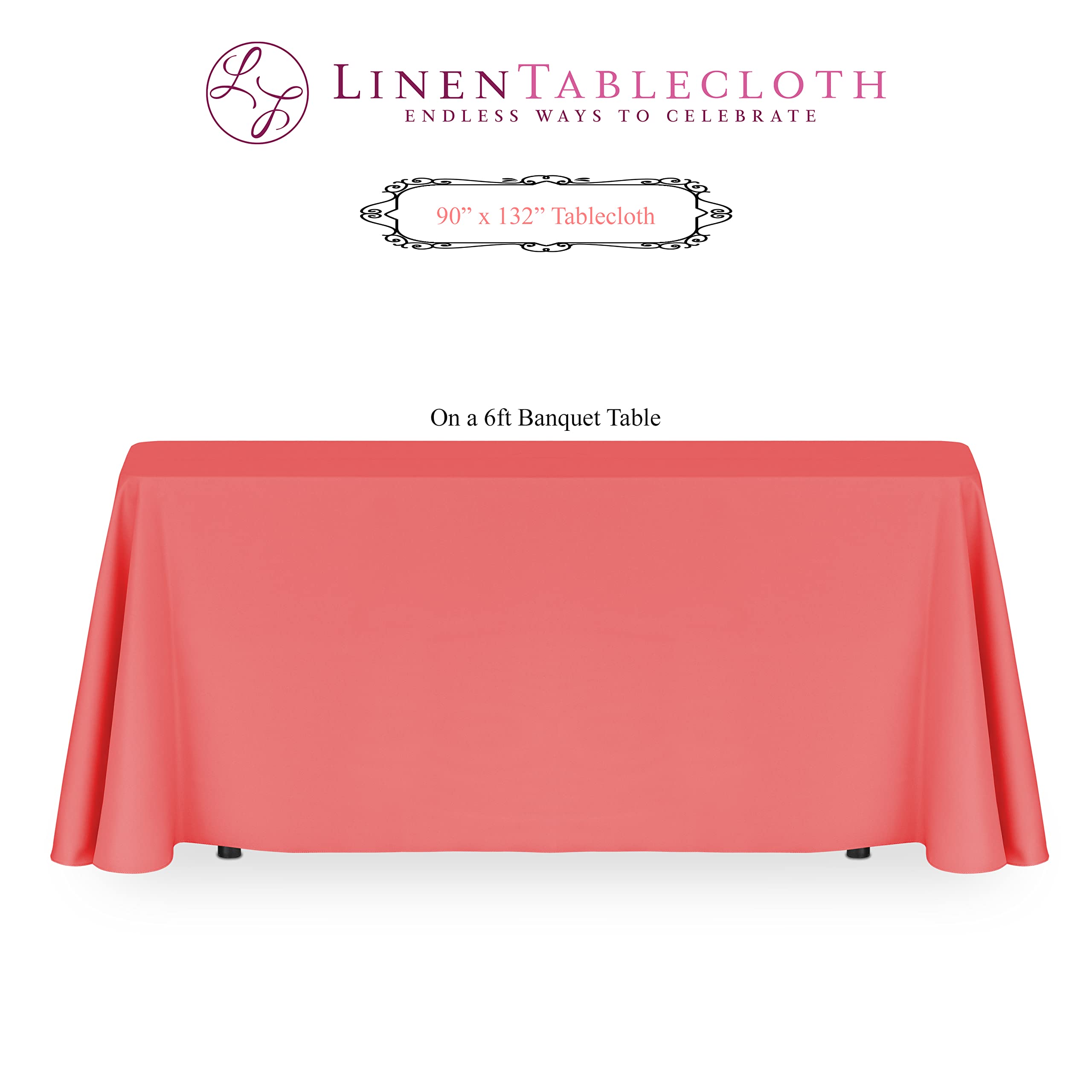 Linentablecloth 90 X 132-Inch Rectangular Polyester Tablecloth With Rounded Corners, Gold
