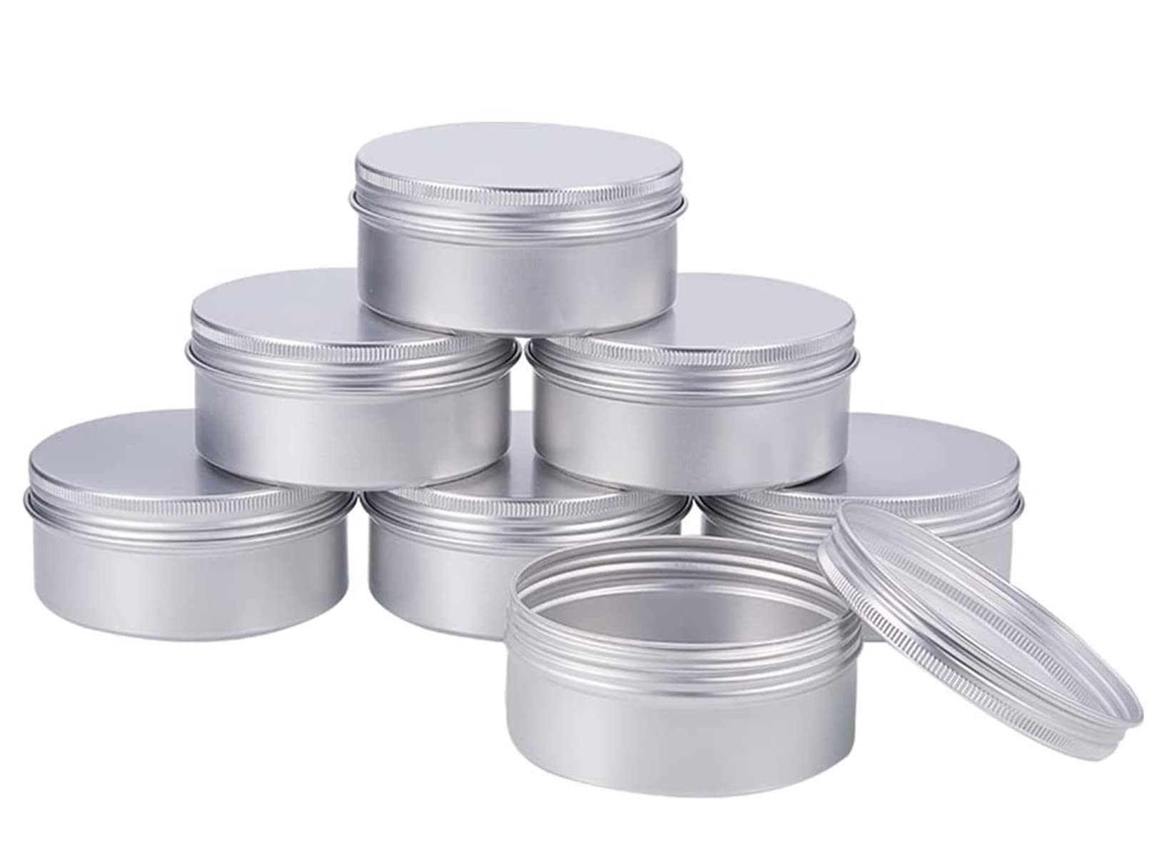 Qixivcom 10 Packs 5 Oz 150Ml Round Tin Cans Aluminum Tin Screw Top Lid Metal Steel Tins Empty Cosmetic Sample Container Storage