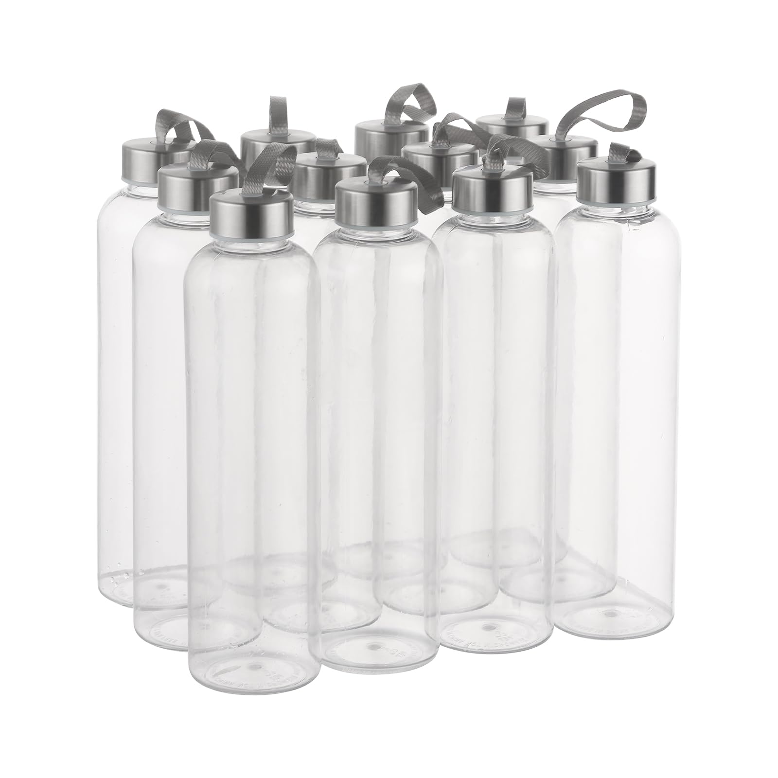 novelinks 12 Pack 27oz CLear Plastic Water Bottles with Airtight Lids