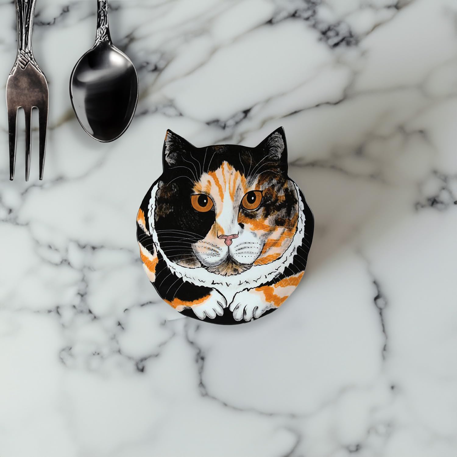 Pavilion Gift Company Sydney-Calico-10.75'' Cat Plate, 10.75'', Multicolored