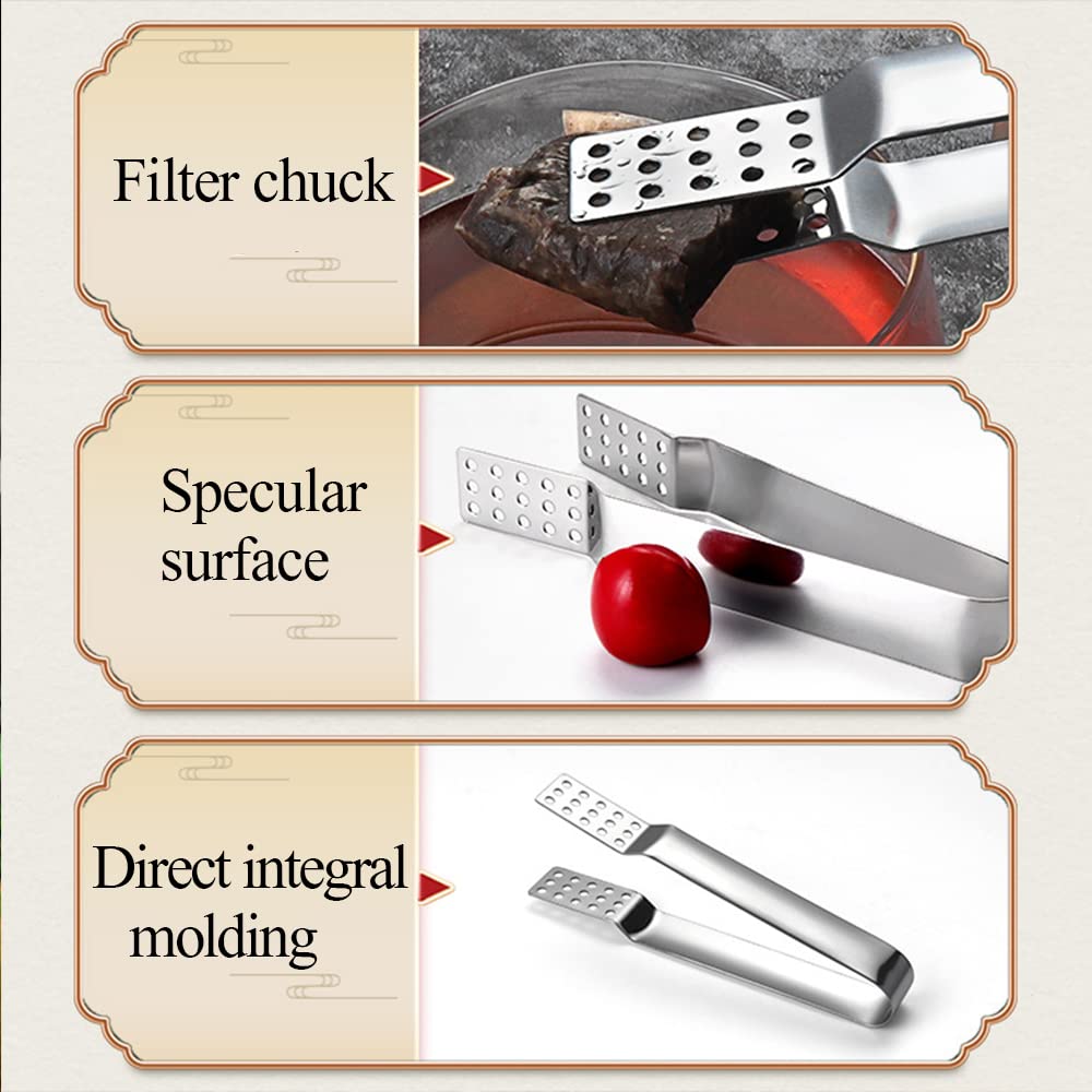 TOPDANCHUANG Stainless Steel Tea Bag Tongs - 3 PCS Tea Bag Squeezer Clip for Loose Tea, Ice Cubes, Silver, Model T12