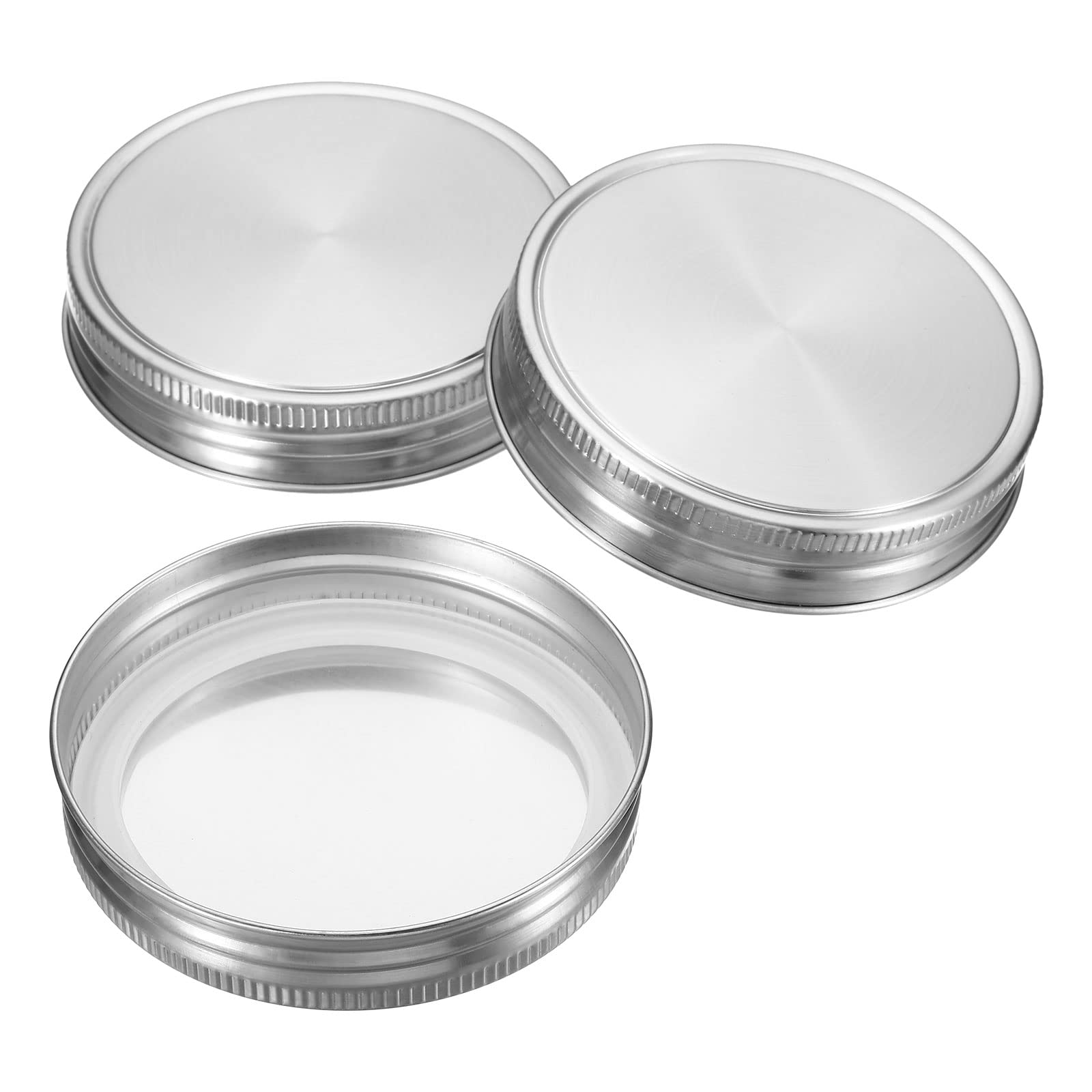 Patikil 86Mm Wide Mouth Stainless Steel Mason Jar Lids, 1Set/3 Pack Canning Jars Caps With Silicone Sealing Ring For Kitchen Sto