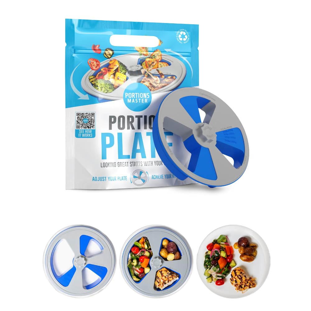 Portions Master All in 1 Adjustable Portion Control Plate for Weight Loss, Meal Prep & Balanced Diet, Ideal for Bariatric Surger