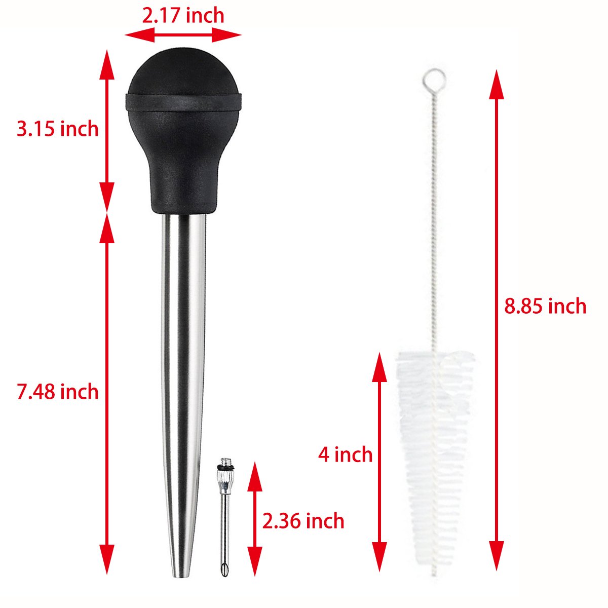 Home Servz Stainless Steel Turkey Baster Syringe And Poultry Lifters Fork Set Of 2,