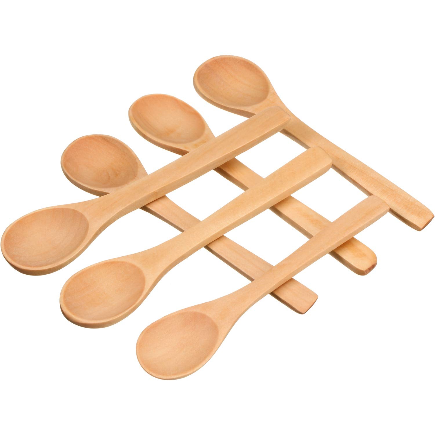 Boao Mini Wooden Spoon Set - 30 Pieces, 5.12'' Light Brown Serving Spoons for Soup, Honey, Coffee, and Tea