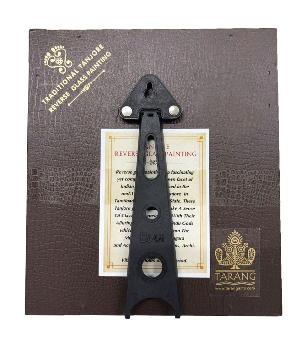 Tarang Arts Parrot Tanjore Reverse Glass Painting with Fiber Frame, Handmade Traditional Wall Art for Home decor, Office, Puja,