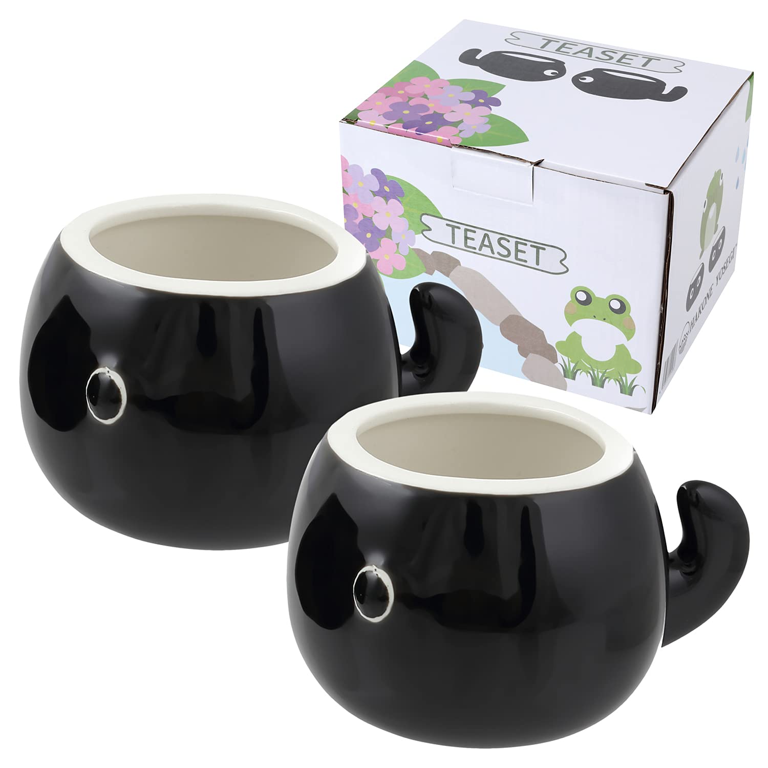 Hakone Yosegi Frog And Tadpole Tea Set,Cute Tableware Teapot & Tea Cup, Japanese Tea Set, Tea Service Set Ceramic Tea Cups (4.7