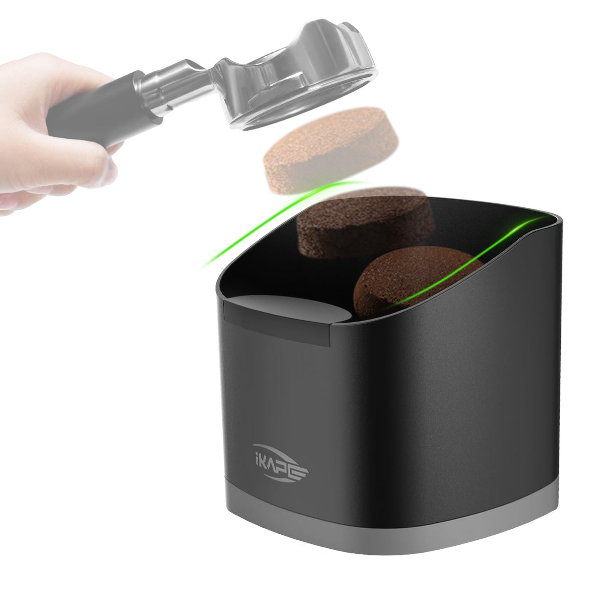 Ikape Espresso Knock Box For Coffee Grounds, Barista Tool Enhanced For Better Manipulation - Black Espresso Machine Coffee Puck