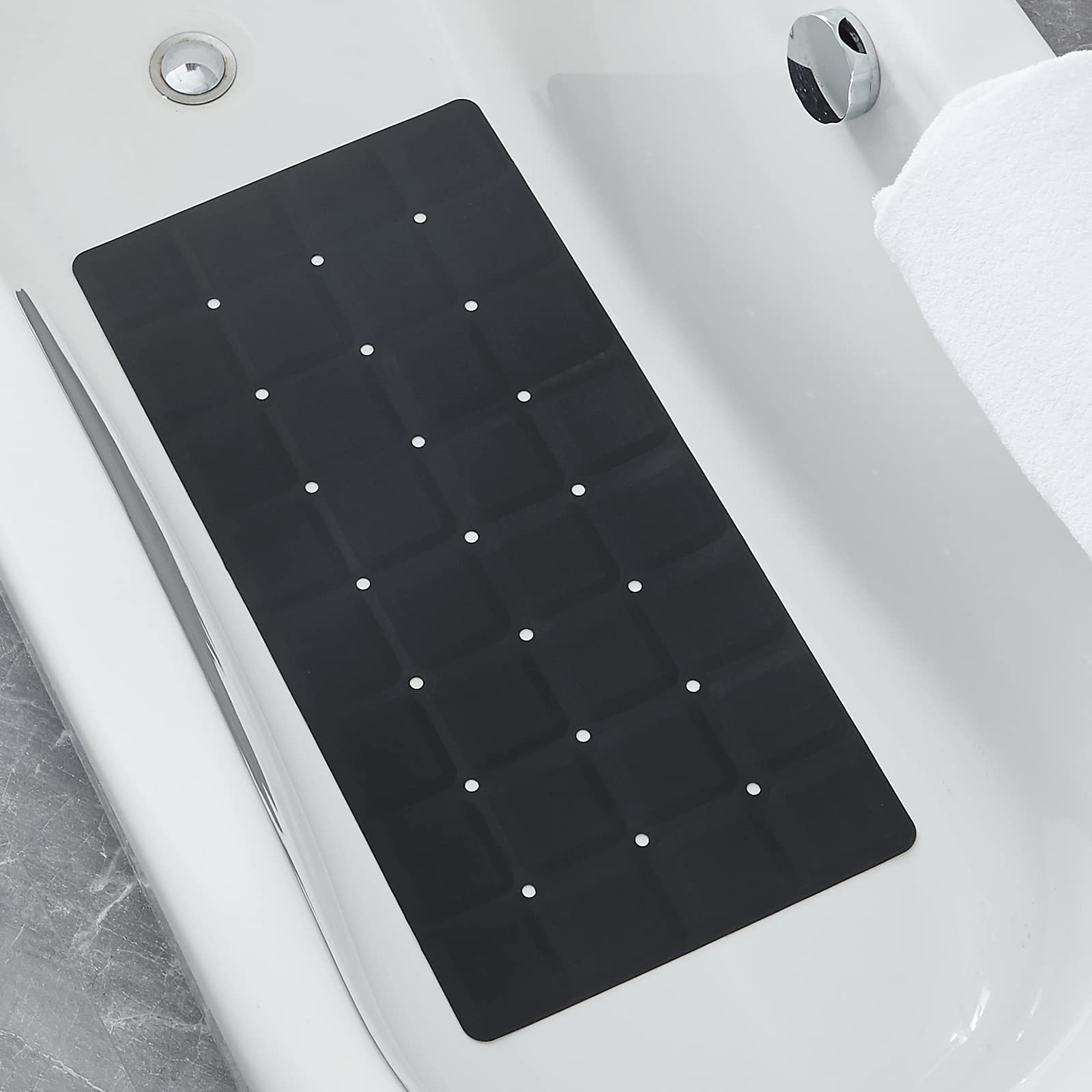 Webos Foldable Non Slip Silicon Bath Mat Bathtub Mat Shower Mats No Suction Cups For Textured Tub And Reglazed Tub(Foldable - Bl
