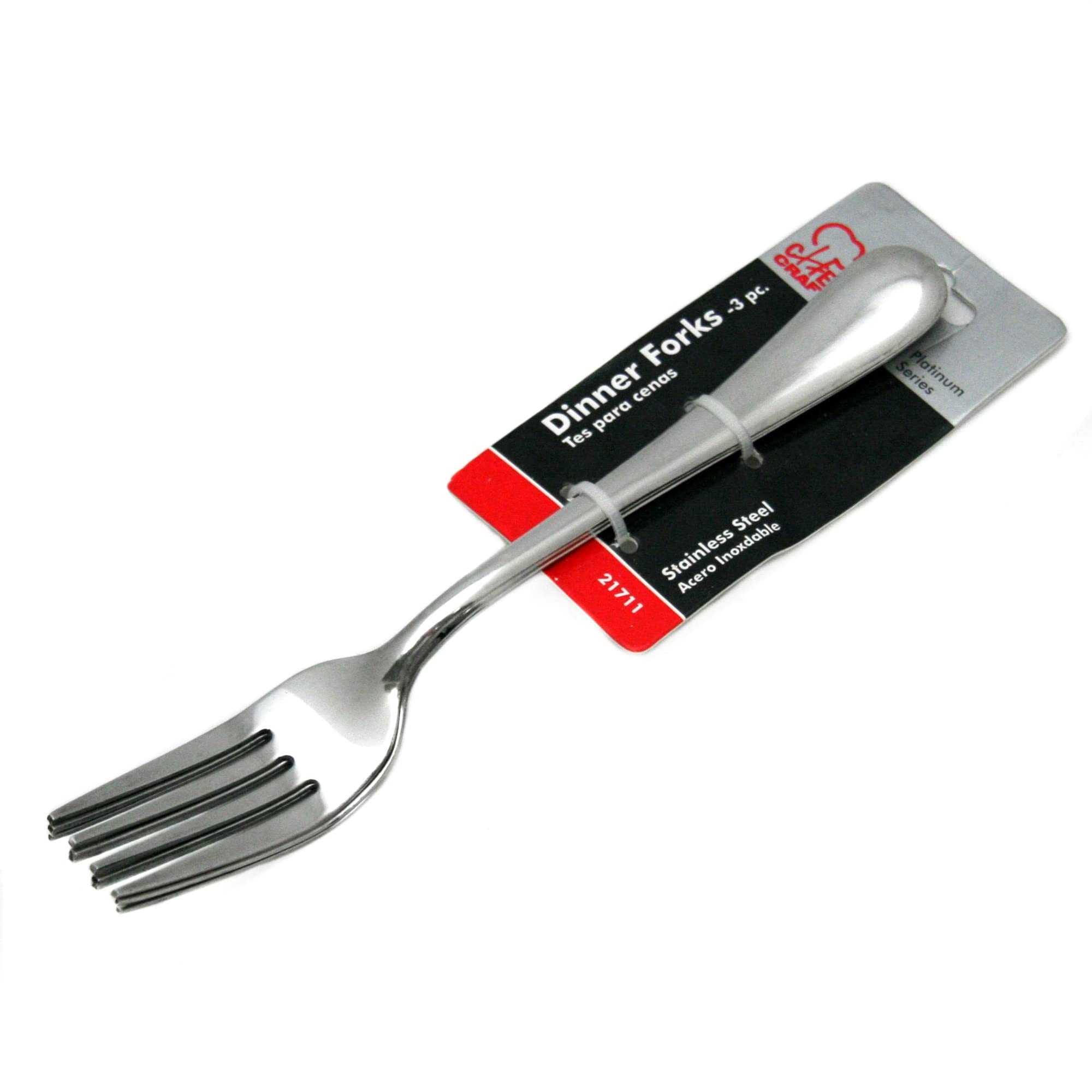 Chef Craft Heavy Duty Dinner Fork, 7.5 Inches In Length 3 Piece Set, Stainless Steel