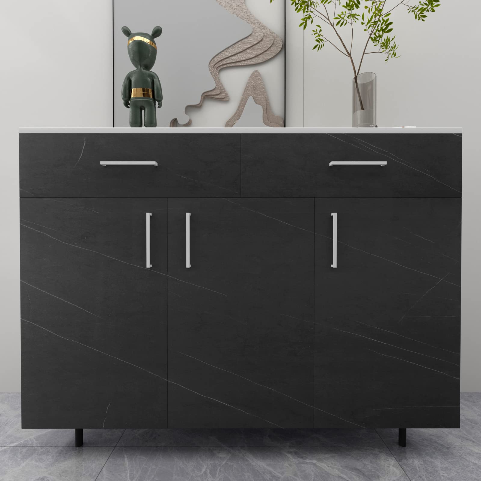 Decotalk 30''X120'' Black Marble Contact Paper For Countertops Waterproof Marble Peel And Stick Wallpaper For Kitchen Counter Bl