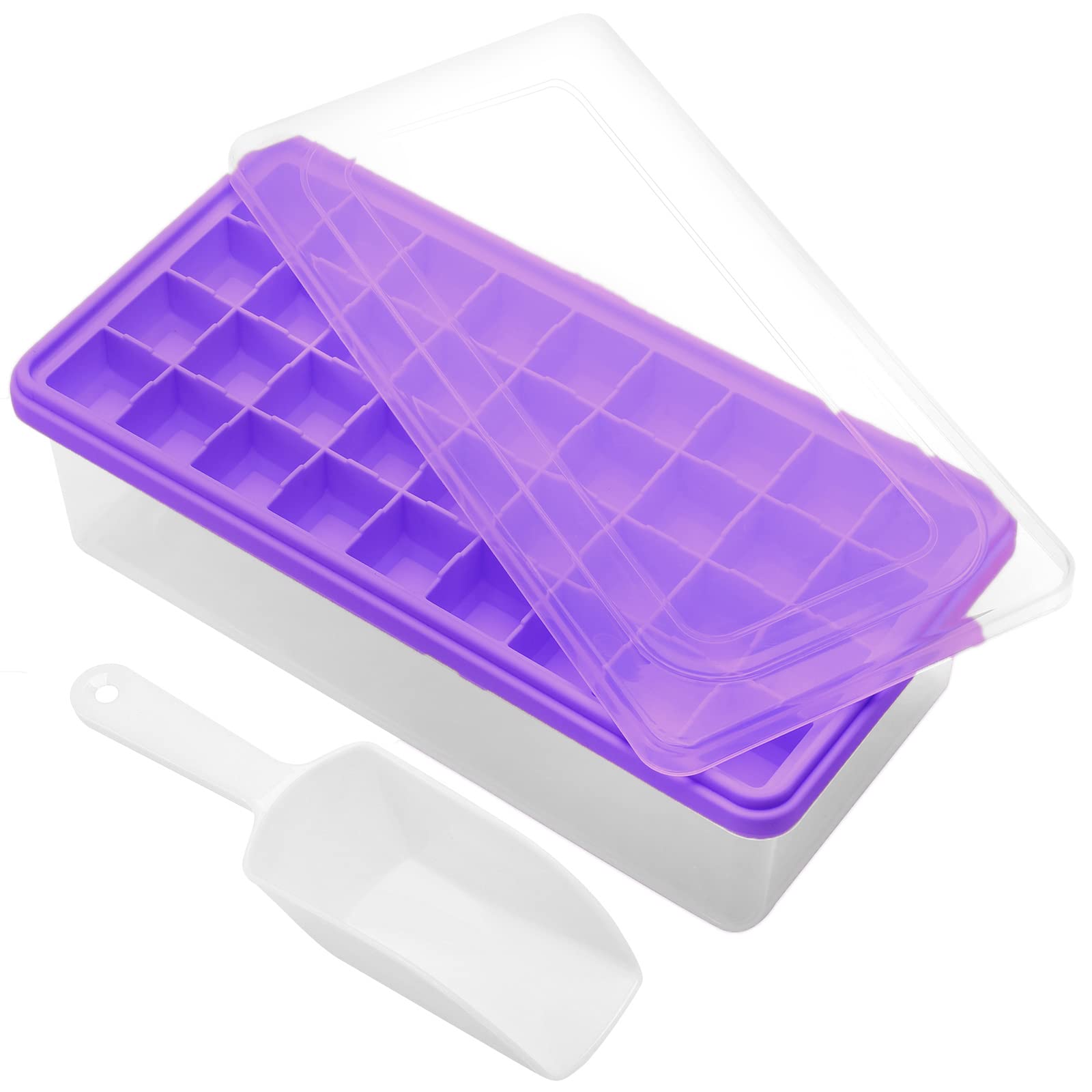 Food-Grade Silicone Ice Cube Tray With Lid And Storage Bin For Freezer, Easy-Release 36 Small Nugget Ice Tray With Spill-Resista