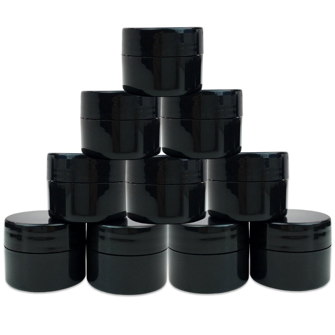 Beauticom 12 Pieces 7G/7Ml (0.25Oz) Black Sturdy Thick Double Wall Plastic Container Jar With Foam Lined Lid For Lotion, Creams,