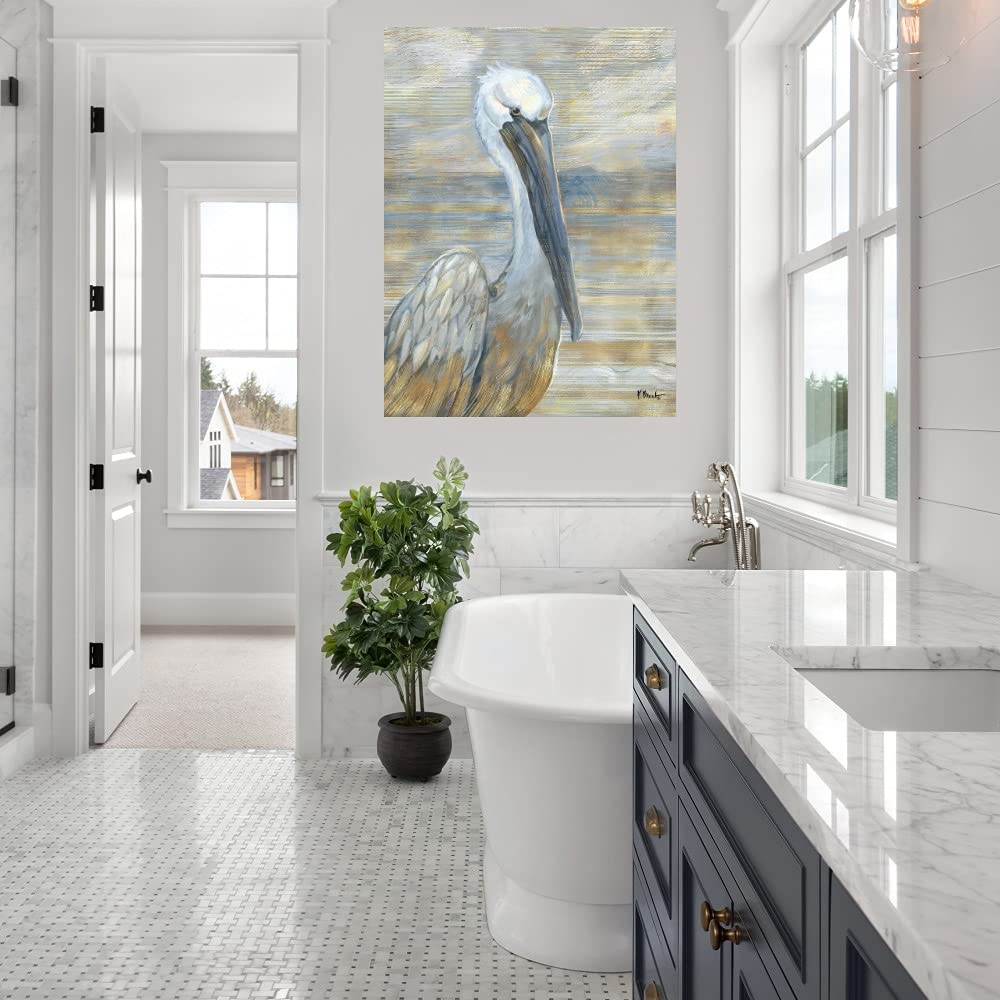 Fine Art Canvas Golden Salty Pelican Canvas Wall Decor By Artist Paul Brent For Living Room, Bedroom, Bathroom, Kitchen, Office,