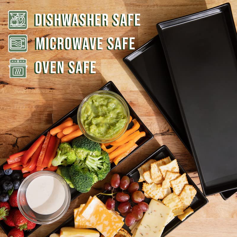 Home Beets Matte Black Ceramic Serving Platters (14 X 6 Inch Rectangle Plates) Serving Dishes For Entertaining, Food, Appetizers