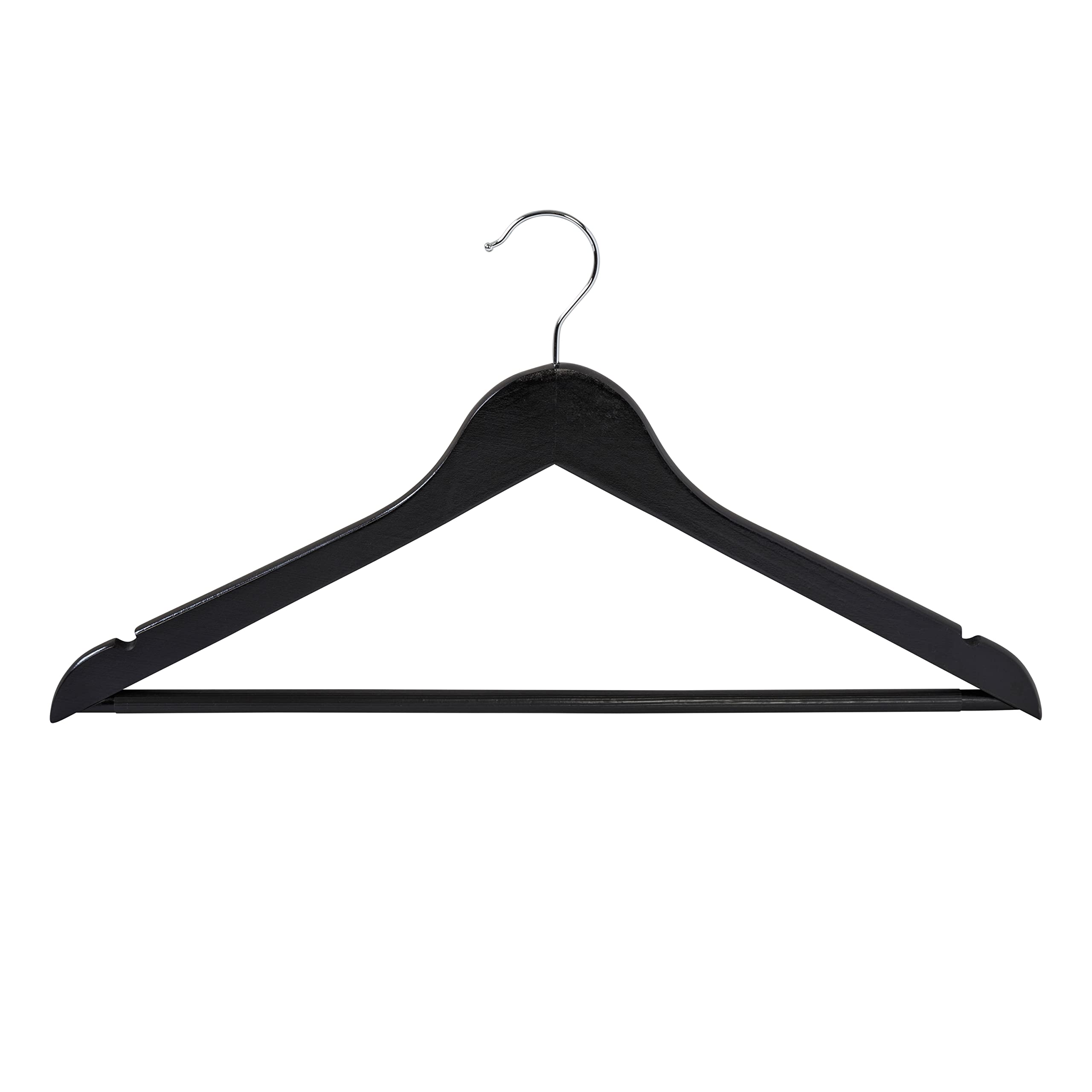 Honey-Can-Do 24-Pack Non-Slip Swivel Hook Wood Hangers, Black Hng-09406 Black