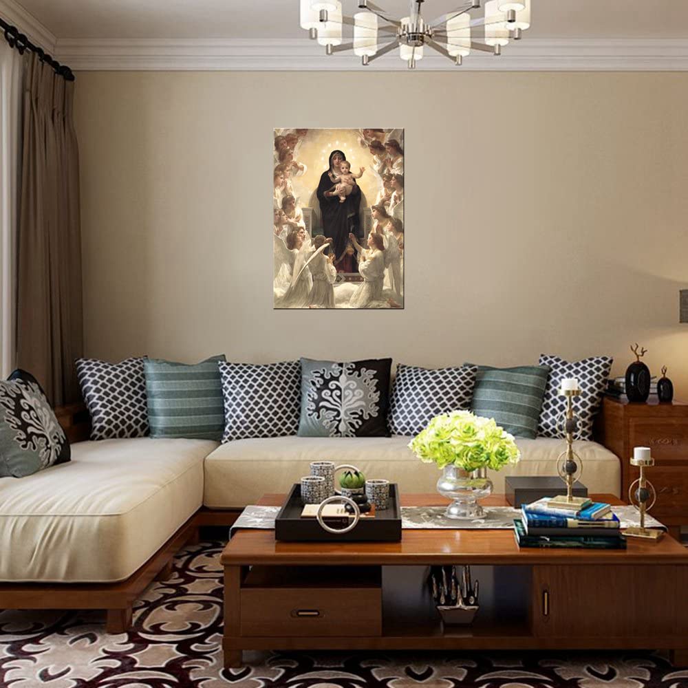 Virgin Mary And Christ Jesus Angel Paradise Lounge Wall Art Poster And Print Artwork For Living Room Wall Decor Wrapped Canvas R