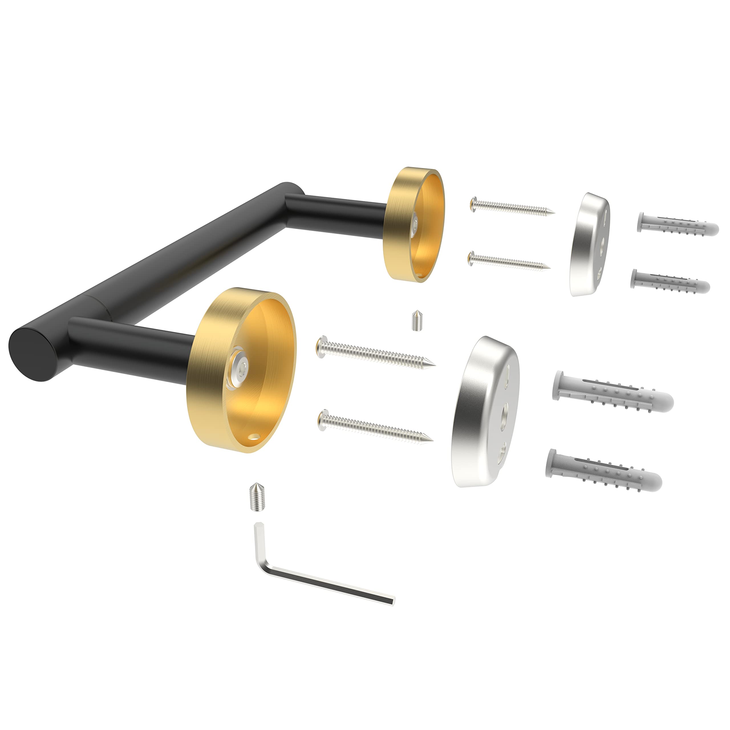 Rarxtr Black And Gold Toilet Paper Holder Sus304 Stainless Steel Double Post Pivoting Toilet Paper Roll Holder Wall Mounted Tiss