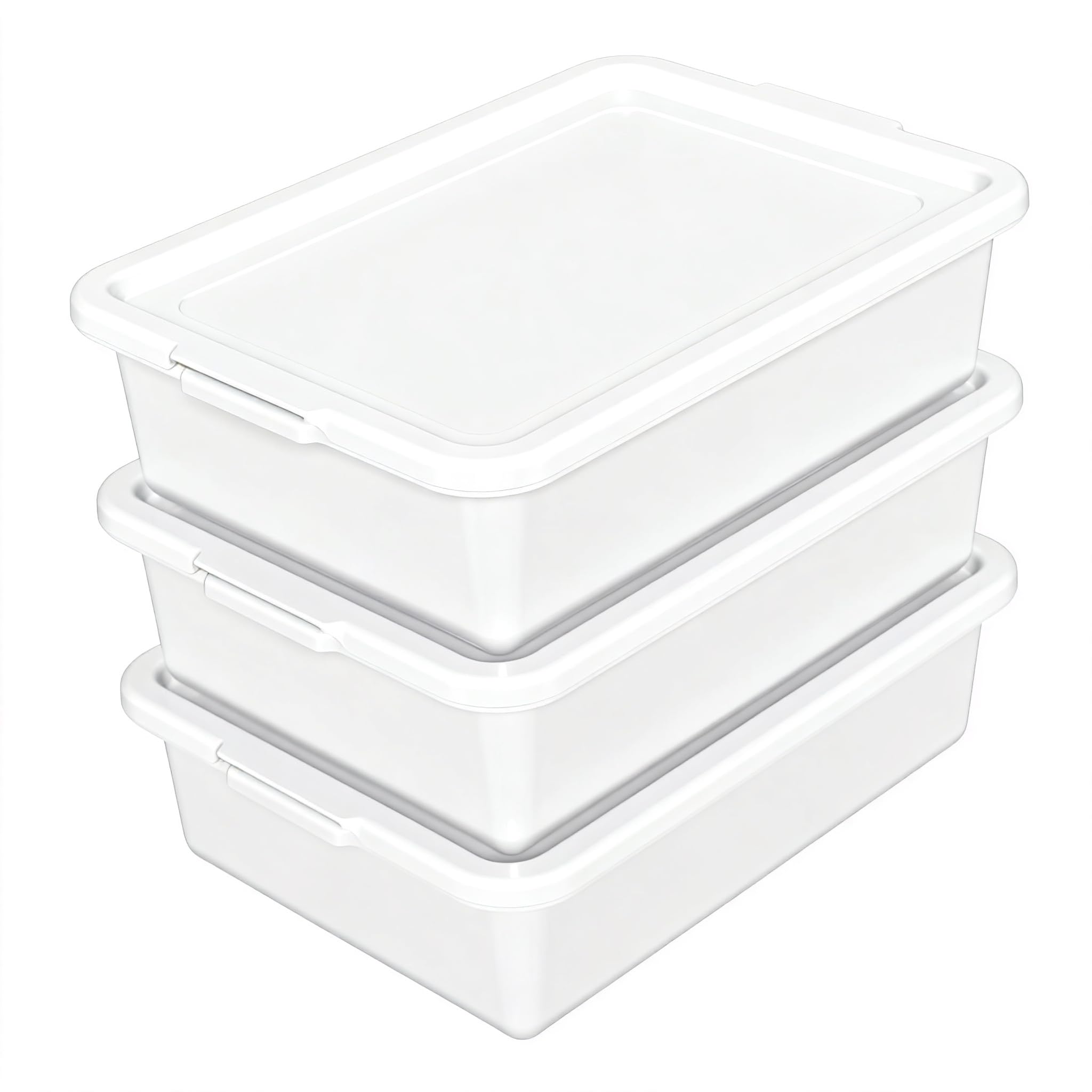 Vadidiya 13L Plastic Food Bus Tub with Lid for Pizza Dough Proofing, 3Pack