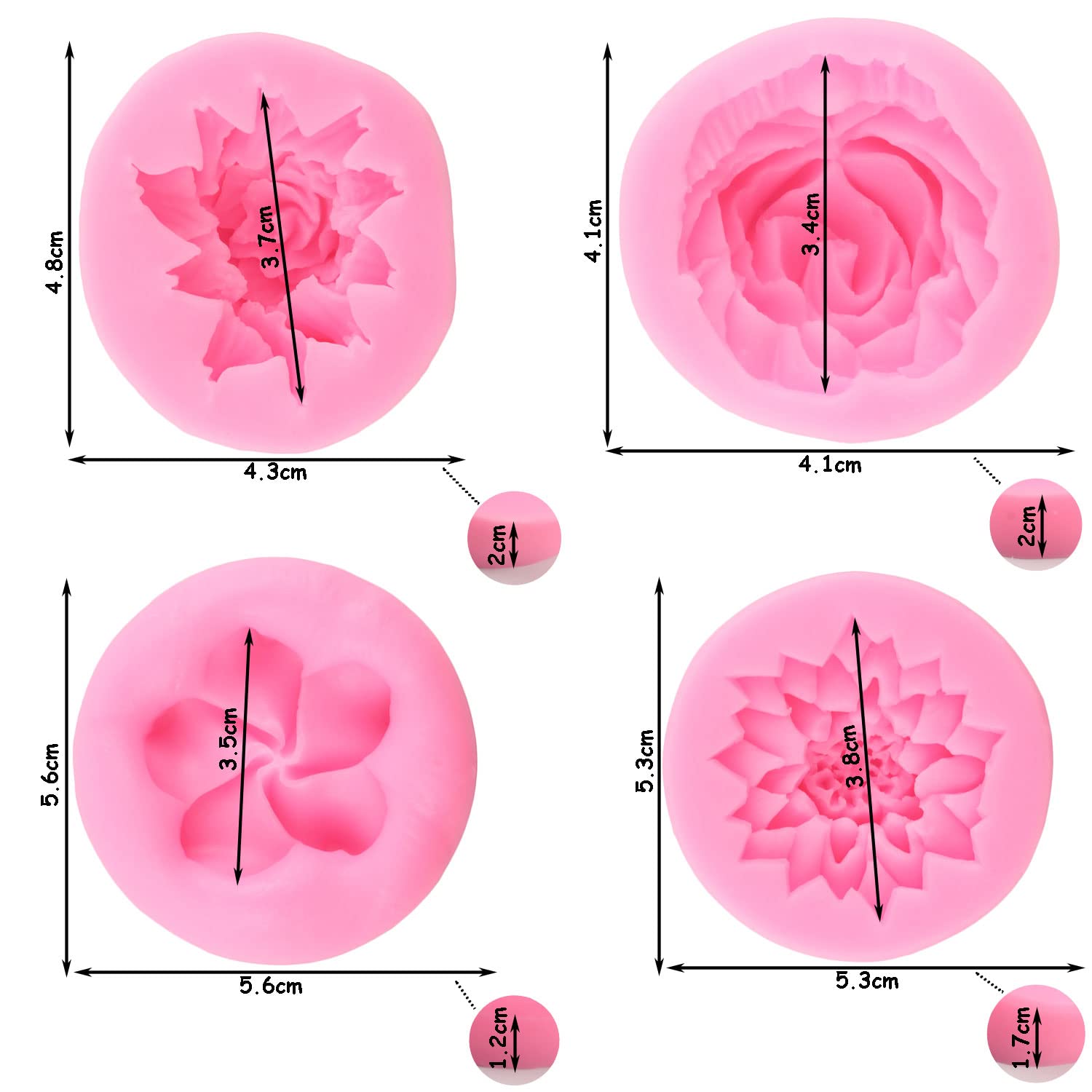 Zixiang Flower Bloom Silicone Molds Rose Flower Fondant Mold Chrysanthemum Flower Mold Plumeria Flower Mold For Chocolate Cake D