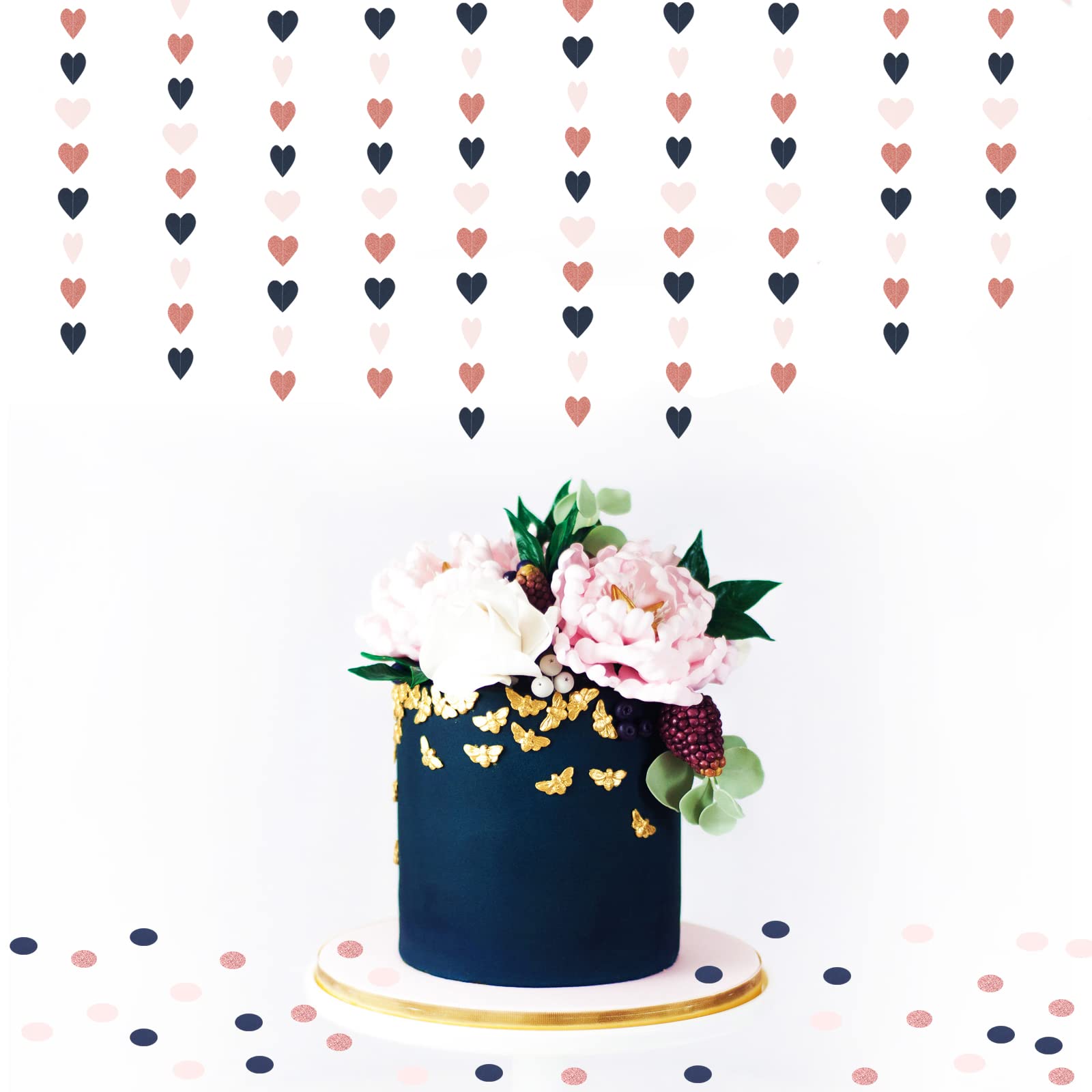 Navy-Blue Pink Rose-Gold Mothers-Day Garland - 52Ft Gender Reveal Party Decorations Streamers Banner,Valentines Bachelorette Bri