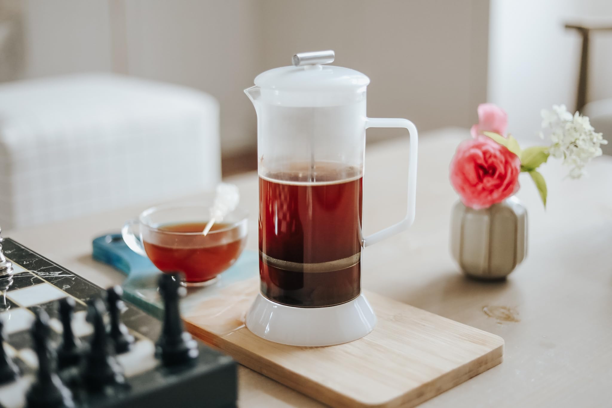 Teabloom Toulouse Plastic-Free Heatproof Borosilicate Glass French Press For Tea And Coffee, 24-Ounce (700 Ml) - Dusk Grey