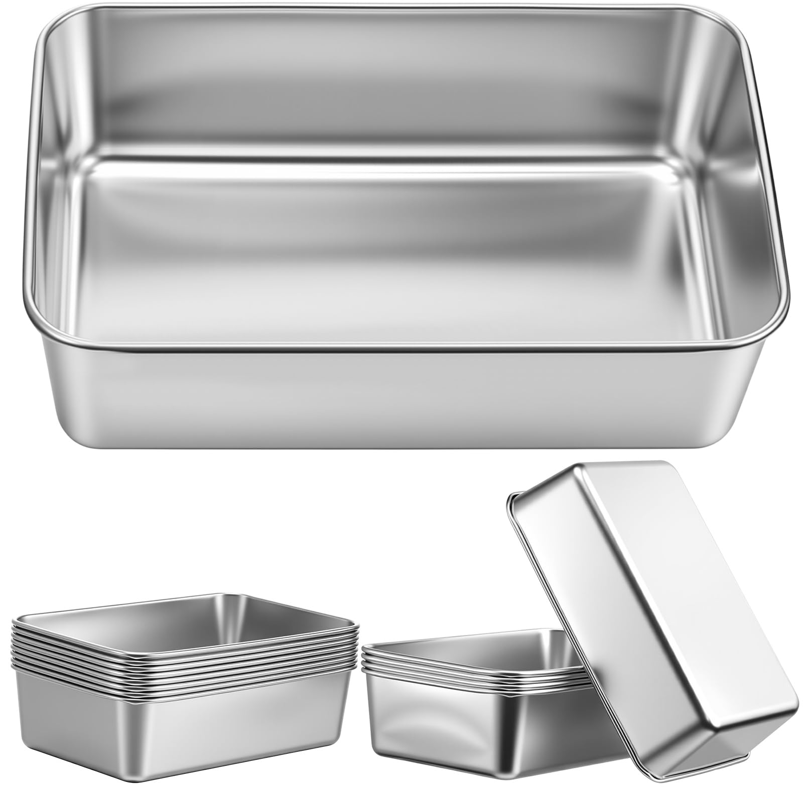 Yiyiring 10 Pack Stainless Steel Loaf Pan Set 9 x 5 Inch Bread Baking Pans Banana Loaf Tins For Baking Cake Meatloaf Brownies So