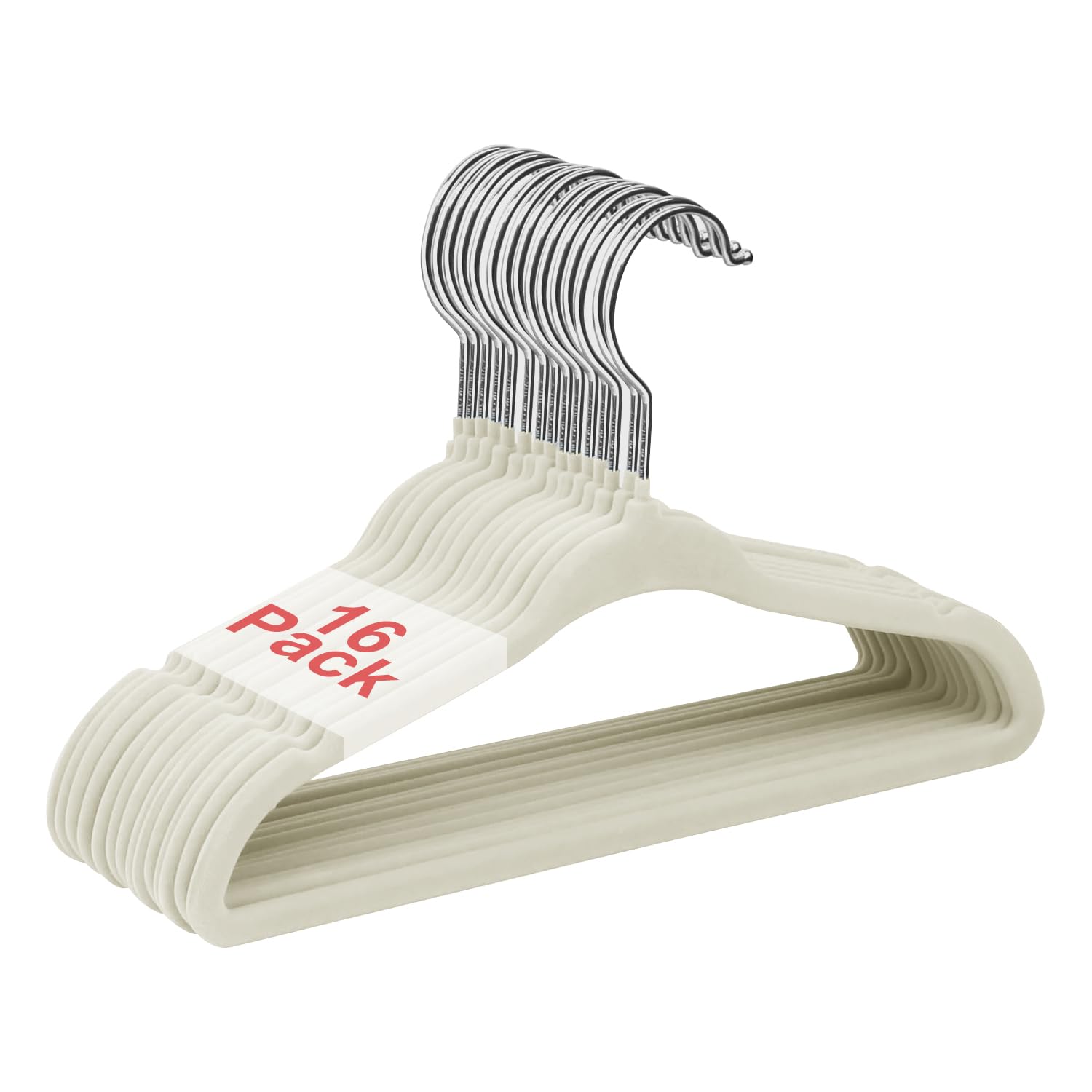 Wellong Baby Velvet Hangers, 11 Inches Kids Clothes Hangers, Non-Slip Childrens Hangers For Infant And Toddler 16 Pack Cream