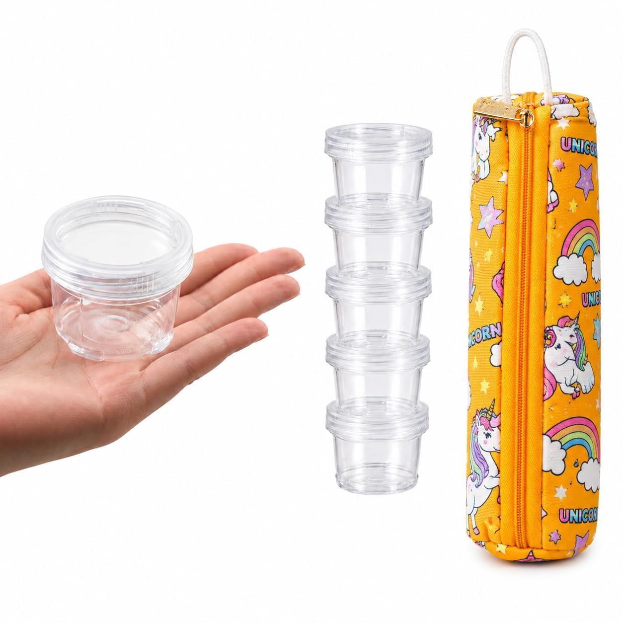 Siopaworld Portable 5In1 Stackable Spice Jar Set With Portable Zippered Pouch | Multipurpose Storage Container For Salt, Sugar