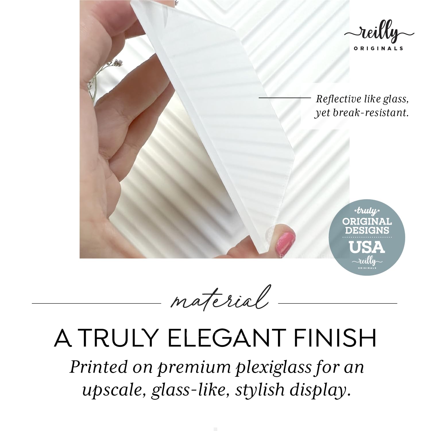 Reilly Originals 3.5X5 Inch Small & Elegant Designer Acrylic Bathroom Sign ~ Includes Adhesive ~ Washable, Premium Glossy Finish