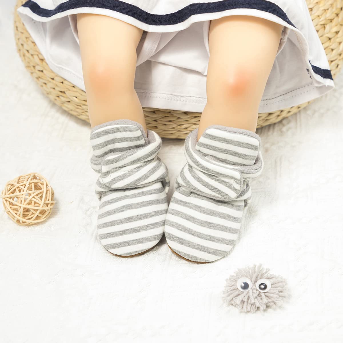 Babelvit Newborn Baby Boy Girl Soft Fleece Booties Stay On Infant Slippers Socks Shoe Non Skid Gripper Toddler First Walkers Win