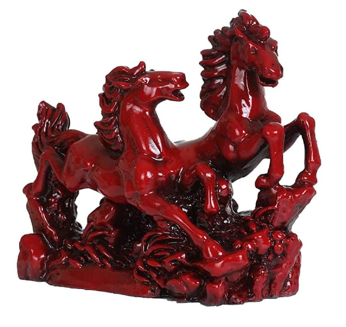 Krishnagallery1 Polyresin Two Running Red Horse Statue Idol For Vastu Home Decoration Gifted Piece Red Horse Office Decor Good L