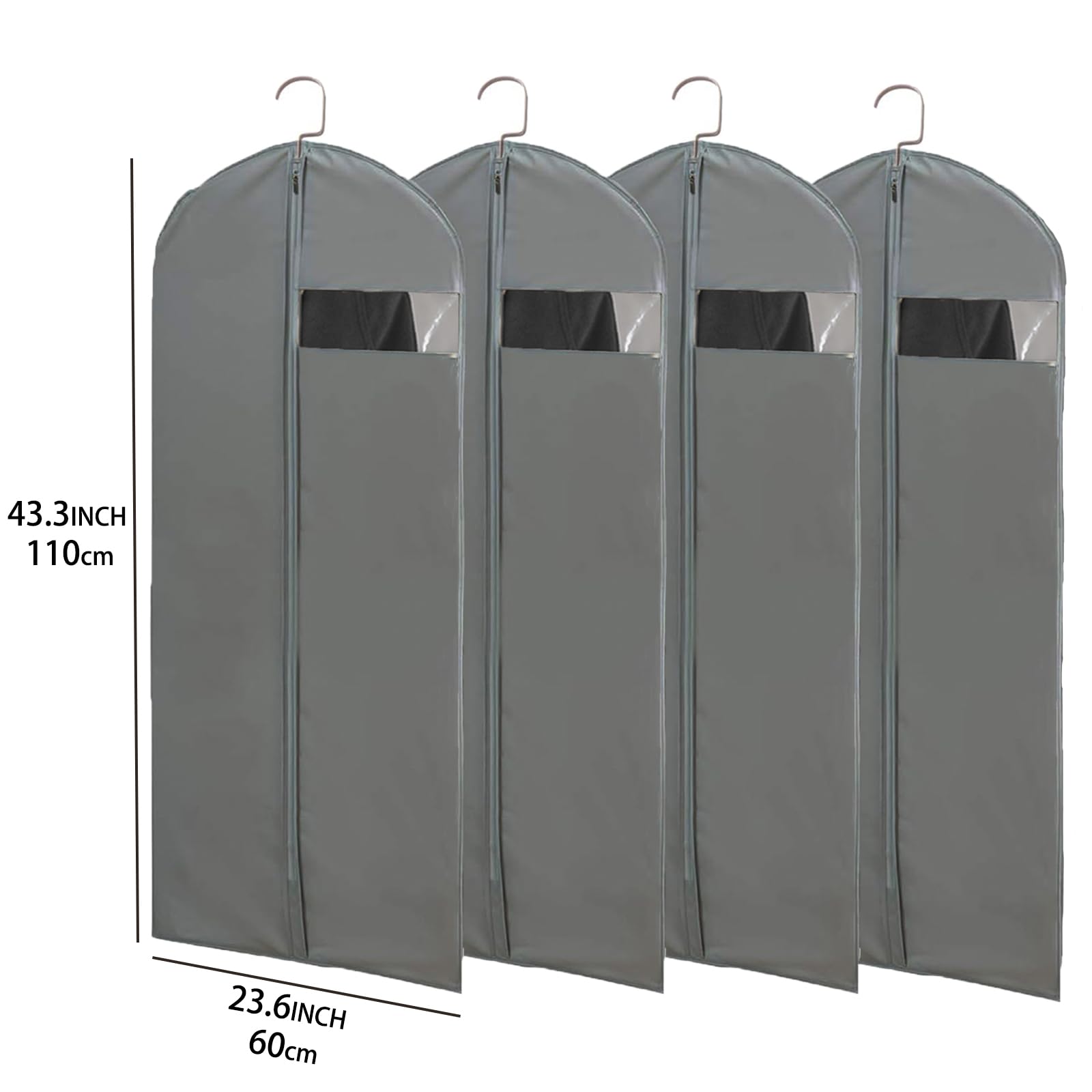 Kimmama Clothes Cover For Hanging Clothes, Garment Bag For Storage Suit,Sweater And Coat,23.6'' X 43.3'',Pack Of 4