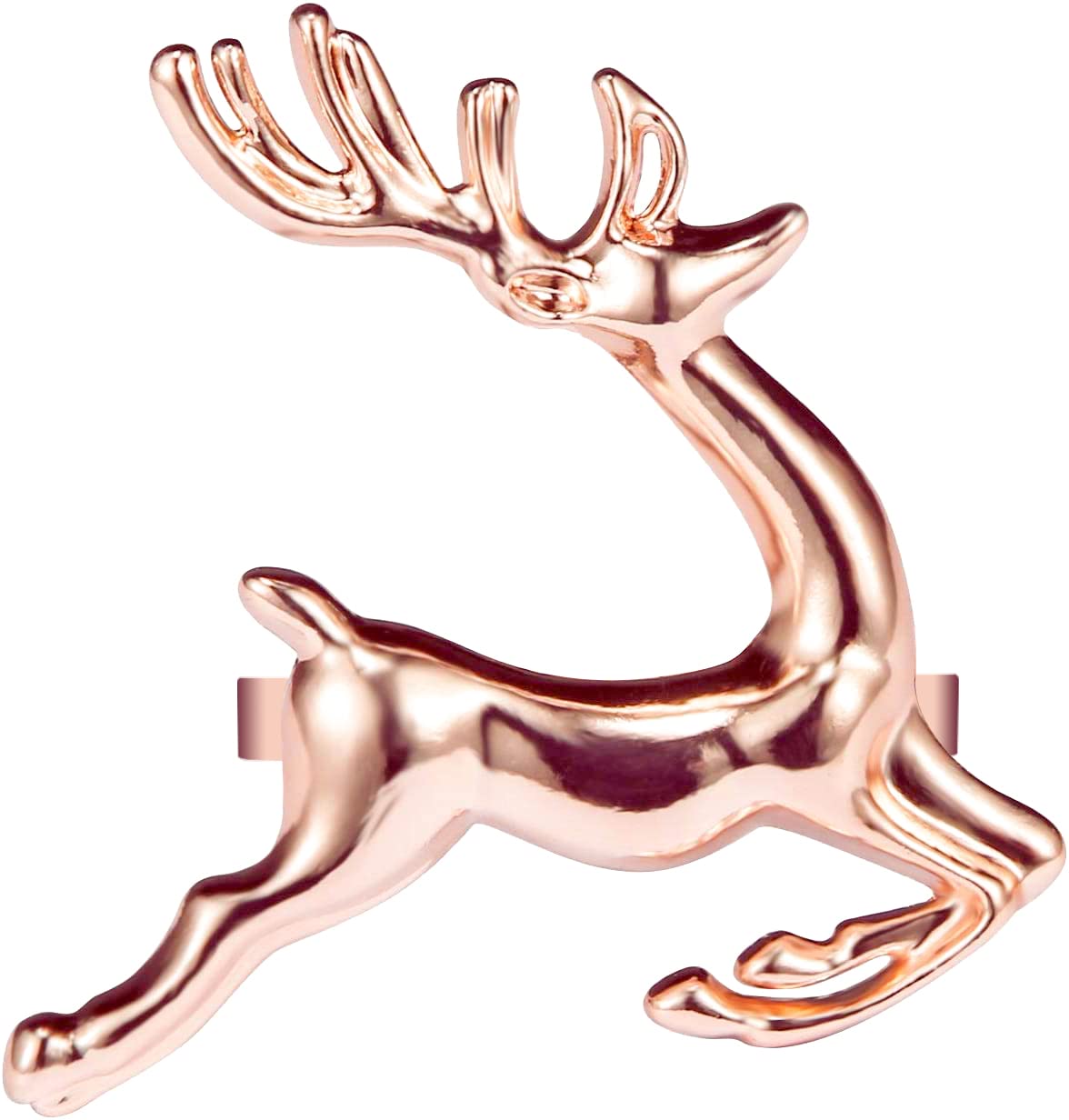 Zeedix Set Of 8 Rose Gold Elk Chic Napkin Rings For Christmas Dinning Table Setting-Wedding Receptions, Christmas, Thanksgiving