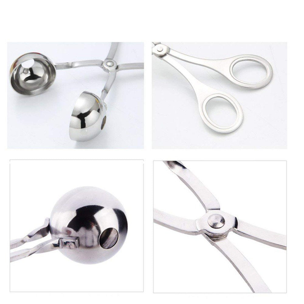2 PCS None-Stick Meat Ballers  Stainless Steel Meat Baller Tongs  Cake Pop Meatball Maker Ice Tongs  Cookie Dough Scoop for Kitchen. (1.38'' and 1.78'')