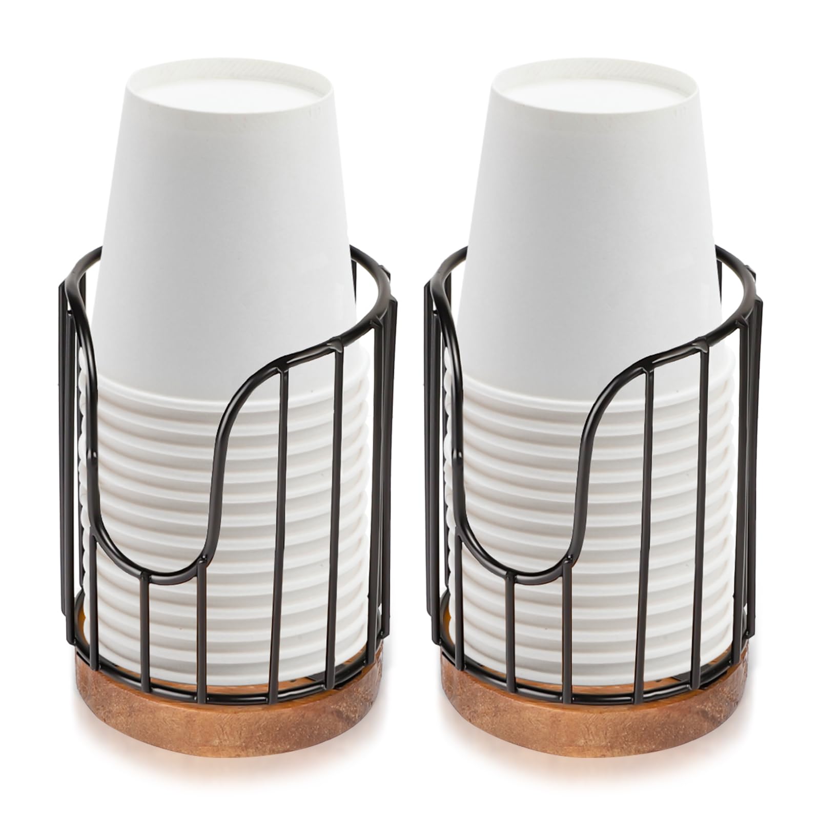 Tanggiteck 2Pcs Rural Style Bathroom Cup Dispenser, Small Disposable Paper Cup Holder, 3Oz Disposable Mouthwash Cup Storage Rack