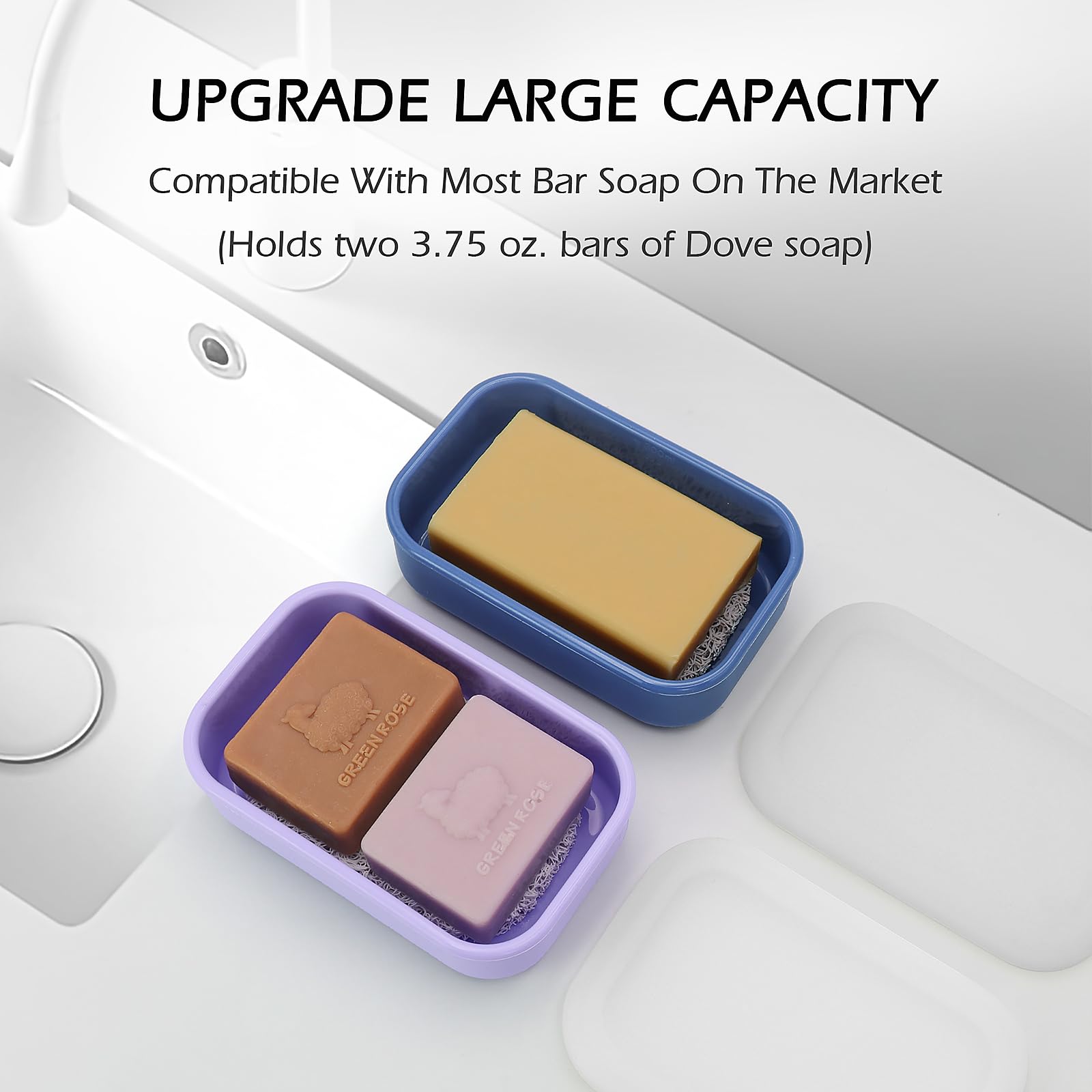 Aidimming Enhanced Leakproof Travel Soap Case,Shatter-Proof & Slip-Resistant Silicone Shampoo Bar Holder, Large Bar Soap Contain