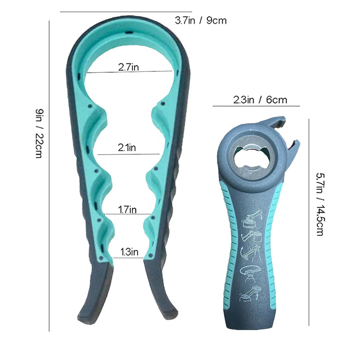 GZLT 5-in-1 Jar Opener for Seniors, Arthritis-Friendly, Zinc Material, Model 1, Blue