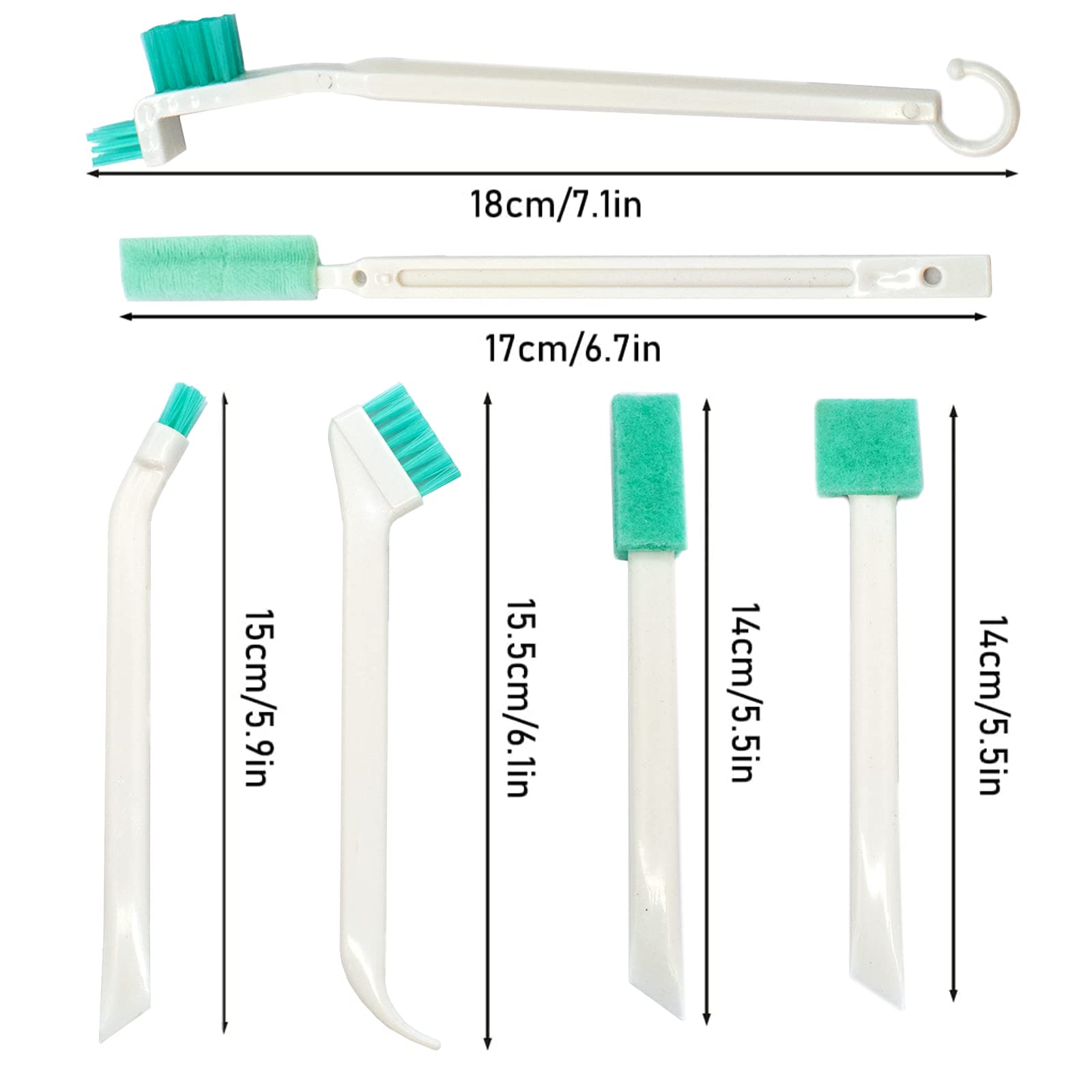 LIOUCBD 8Pcs Cleaning Brush Set, ABS Scrub Brushes for Gaps, Corners, Water Bottles, White