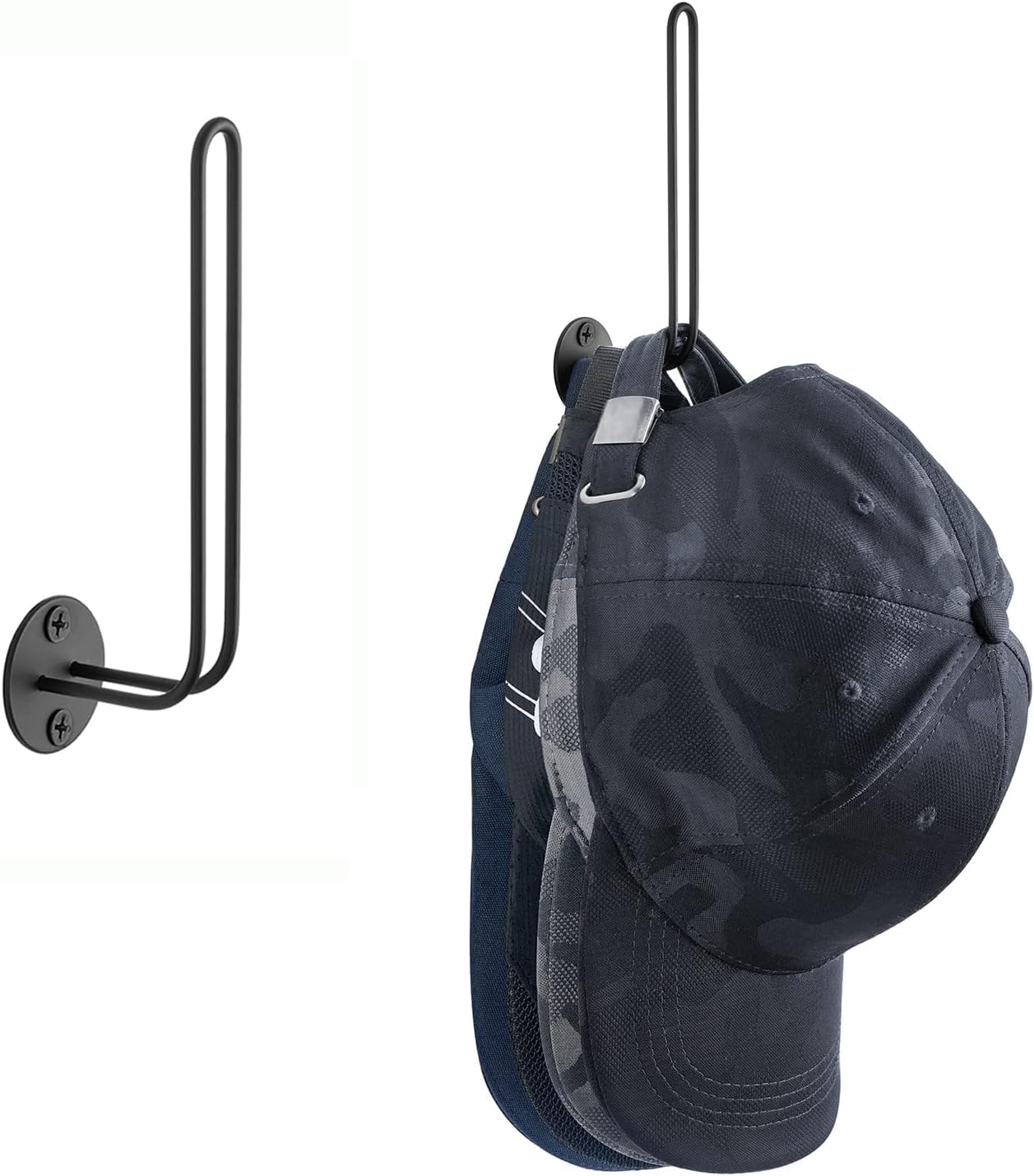 Hasthip  Wall Hat Organizer LShaped Baseball Caps Holder ScrewMounted Hat Organizer For 10 Caps Minimalism Metal Cap Holder Fo